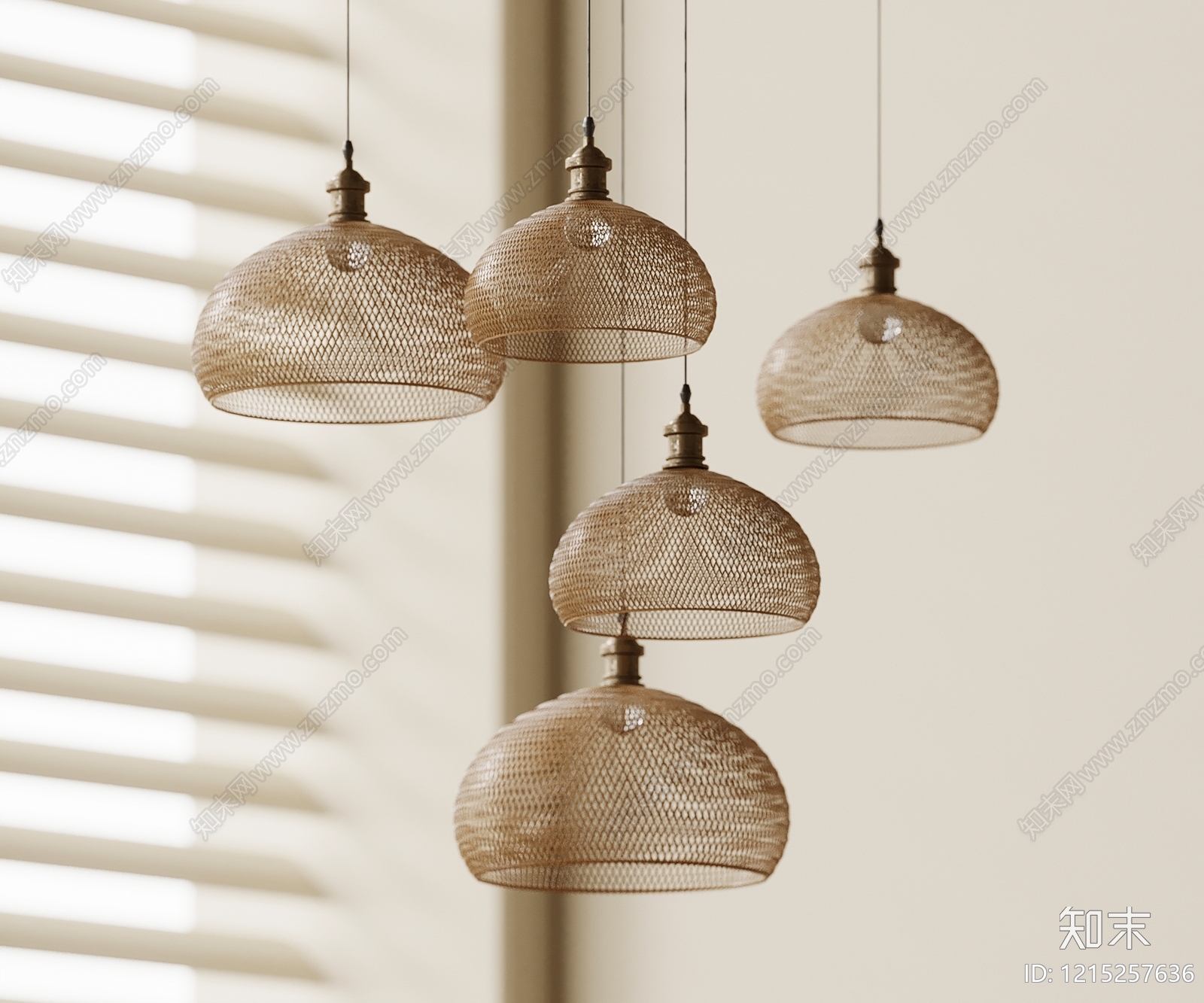 奶油风小吊灯3D模型下载【ID:1215257636】