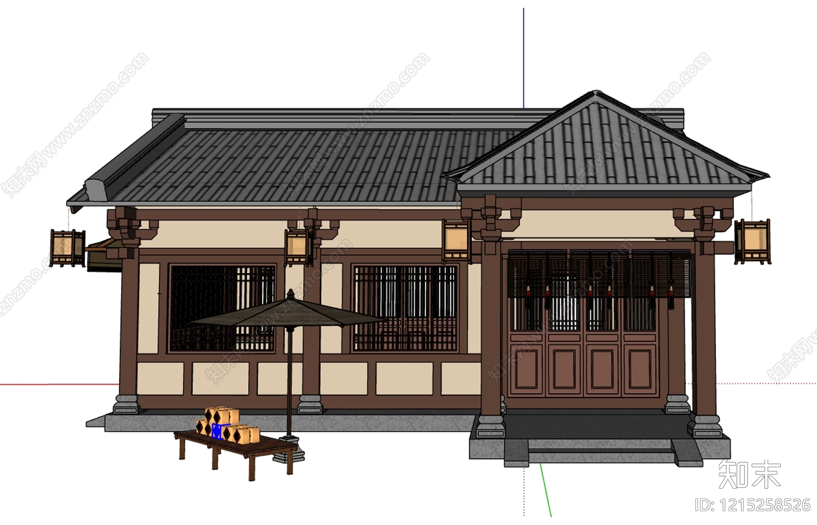 新中式古建筑SU模型下载【ID:1215258526】