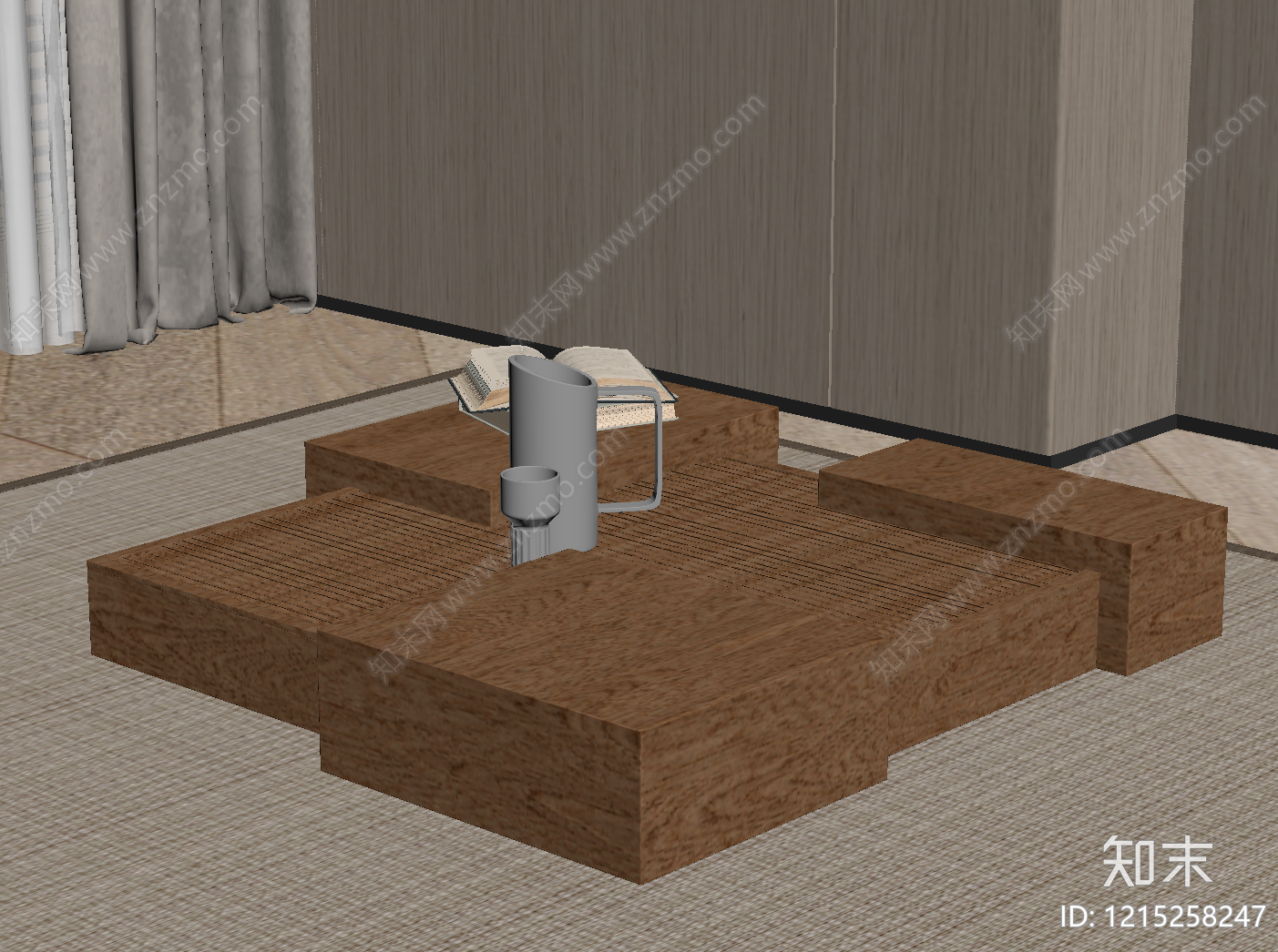 日式茶几SU模型下载【ID:1215258247】