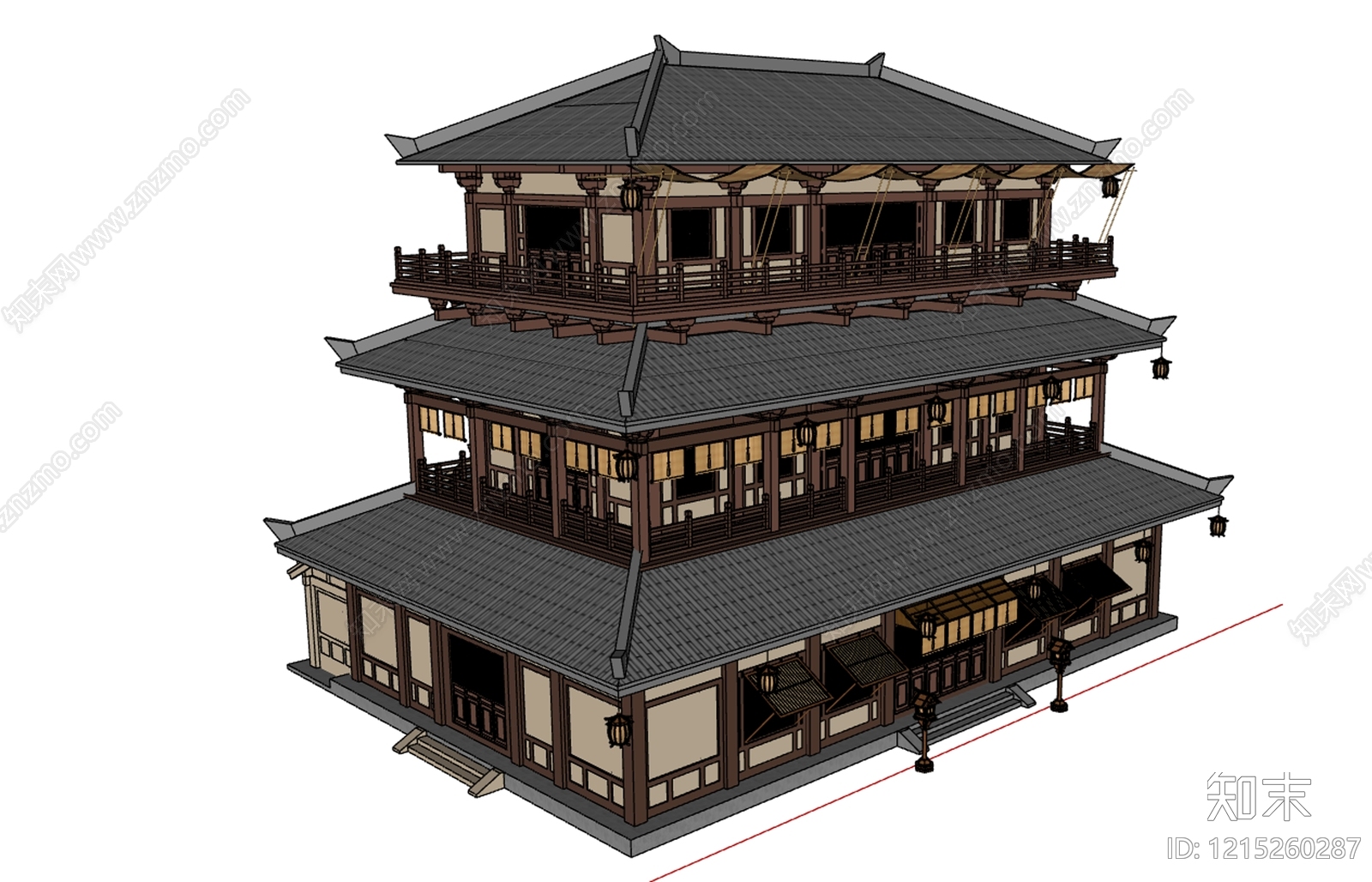 唐风建筑古建筑SU模型下载【ID:1215260287】