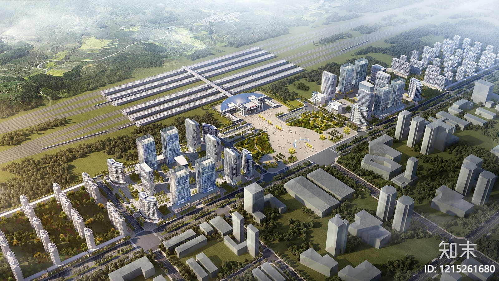 现代主义鸟瞰规划3D模型下载【ID:1215261680】