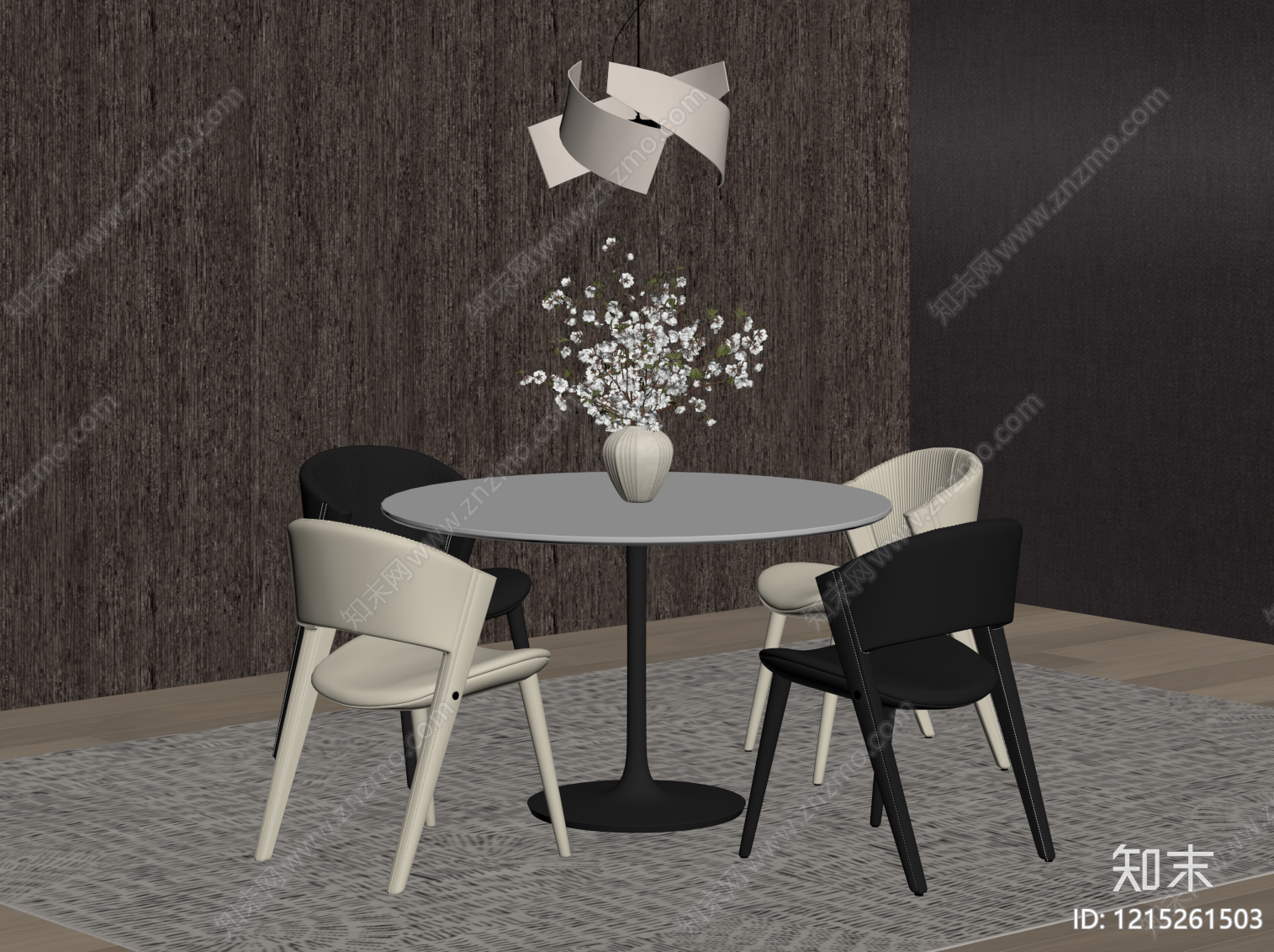 现代简约休闲桌椅SU模型下载【ID:1215261503】