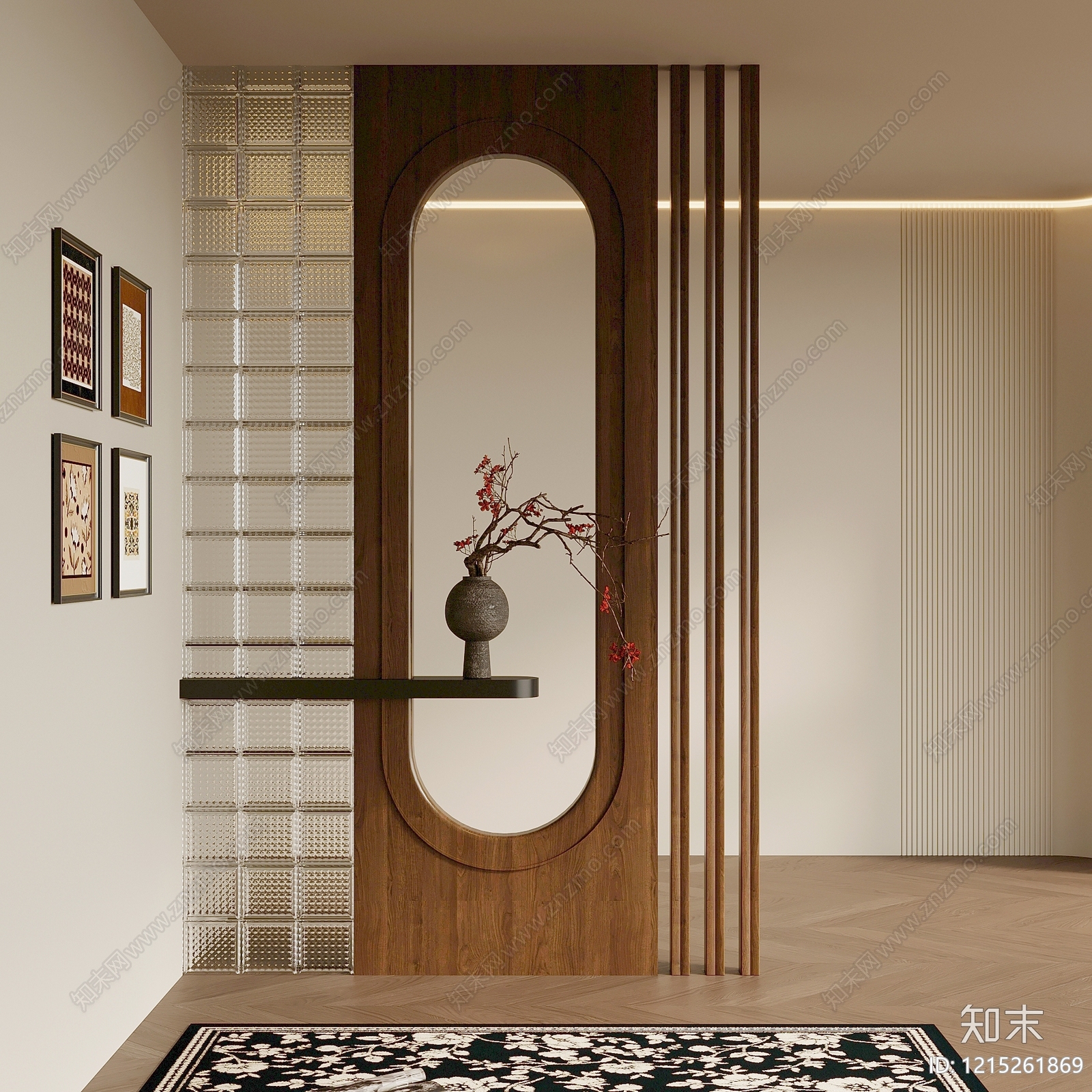新中式玄关SU模型下载【ID:1215261869】