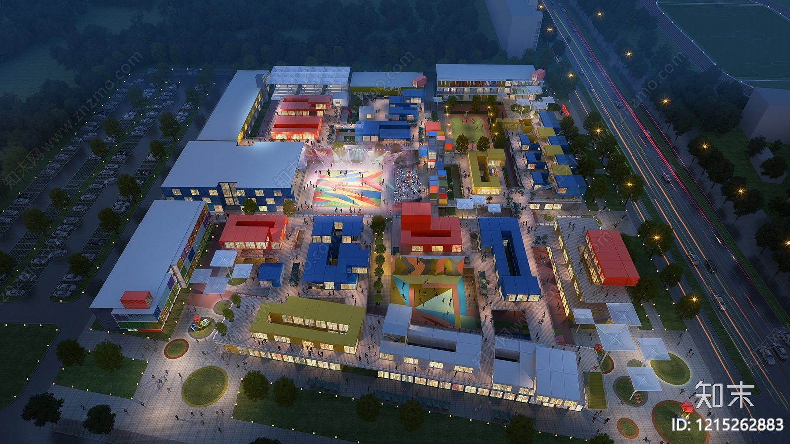 集装箱模块化设计商业街3D模型下载【ID:1215262883】