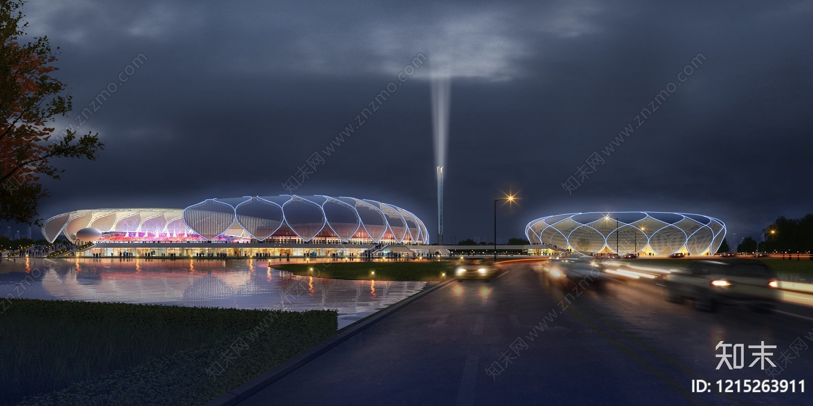 现代主义体育馆外观3D模型下载【ID:1215263911】