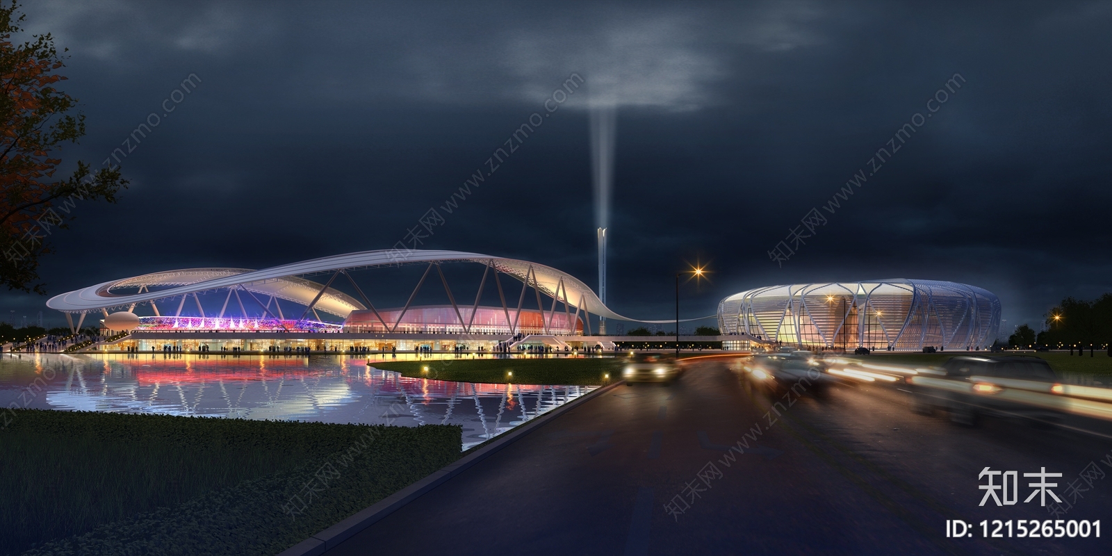 现代主义体育馆外观3D模型下载【ID:1215265001】