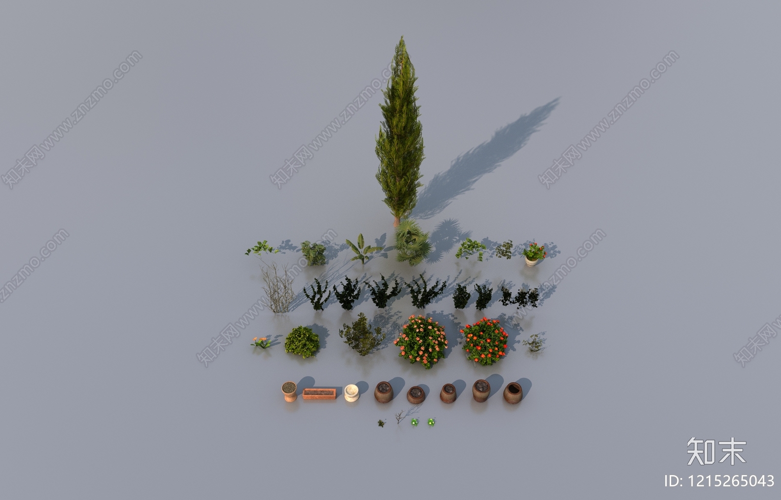 现代简约植物堆3D模型下载【ID:1215265043】
