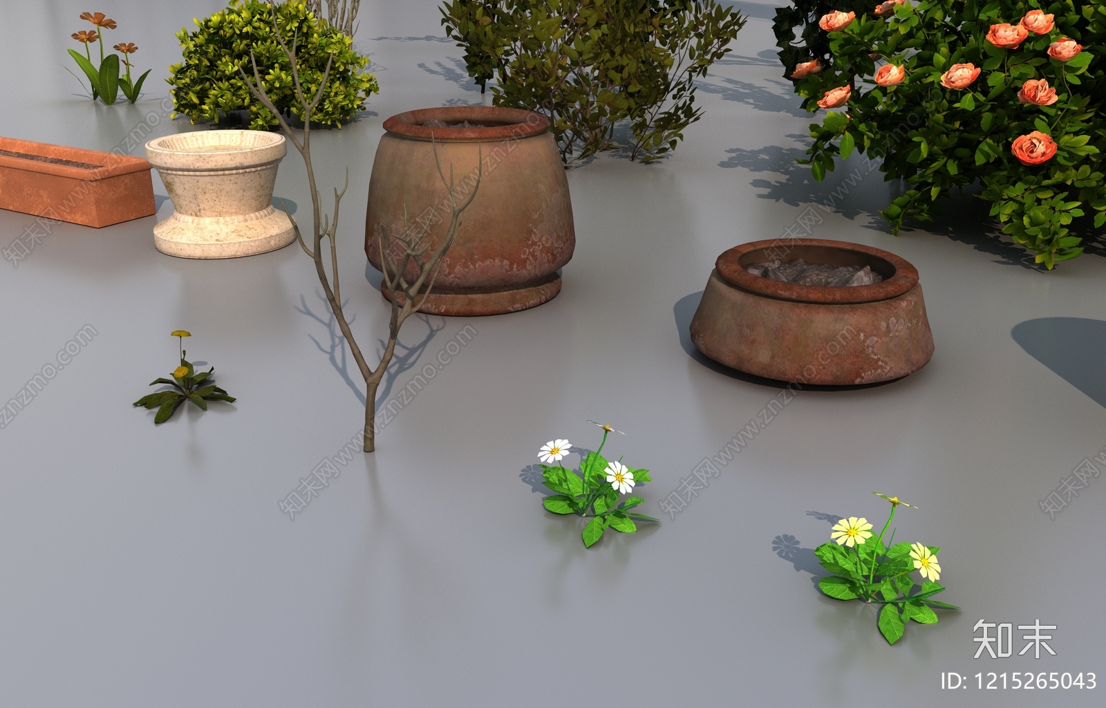 现代简约植物堆3D模型下载【ID:1215265043】