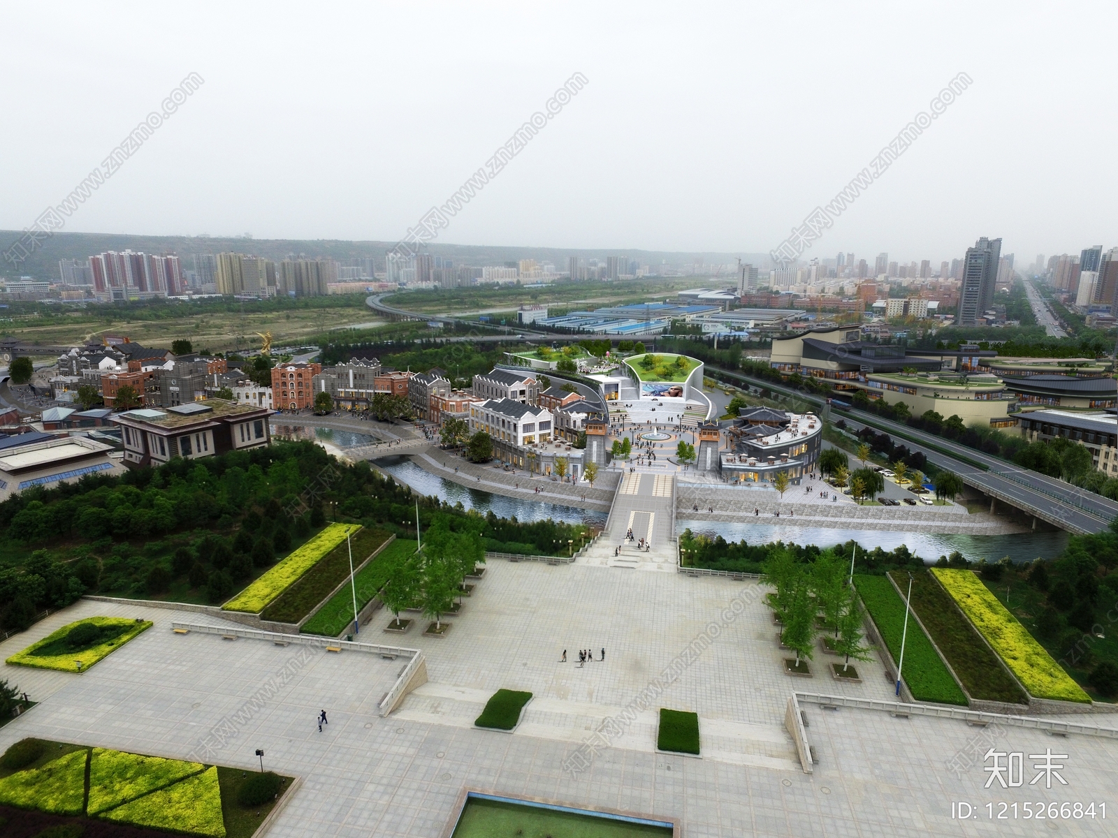 新中式商业街3D模型下载【ID:1215266841】