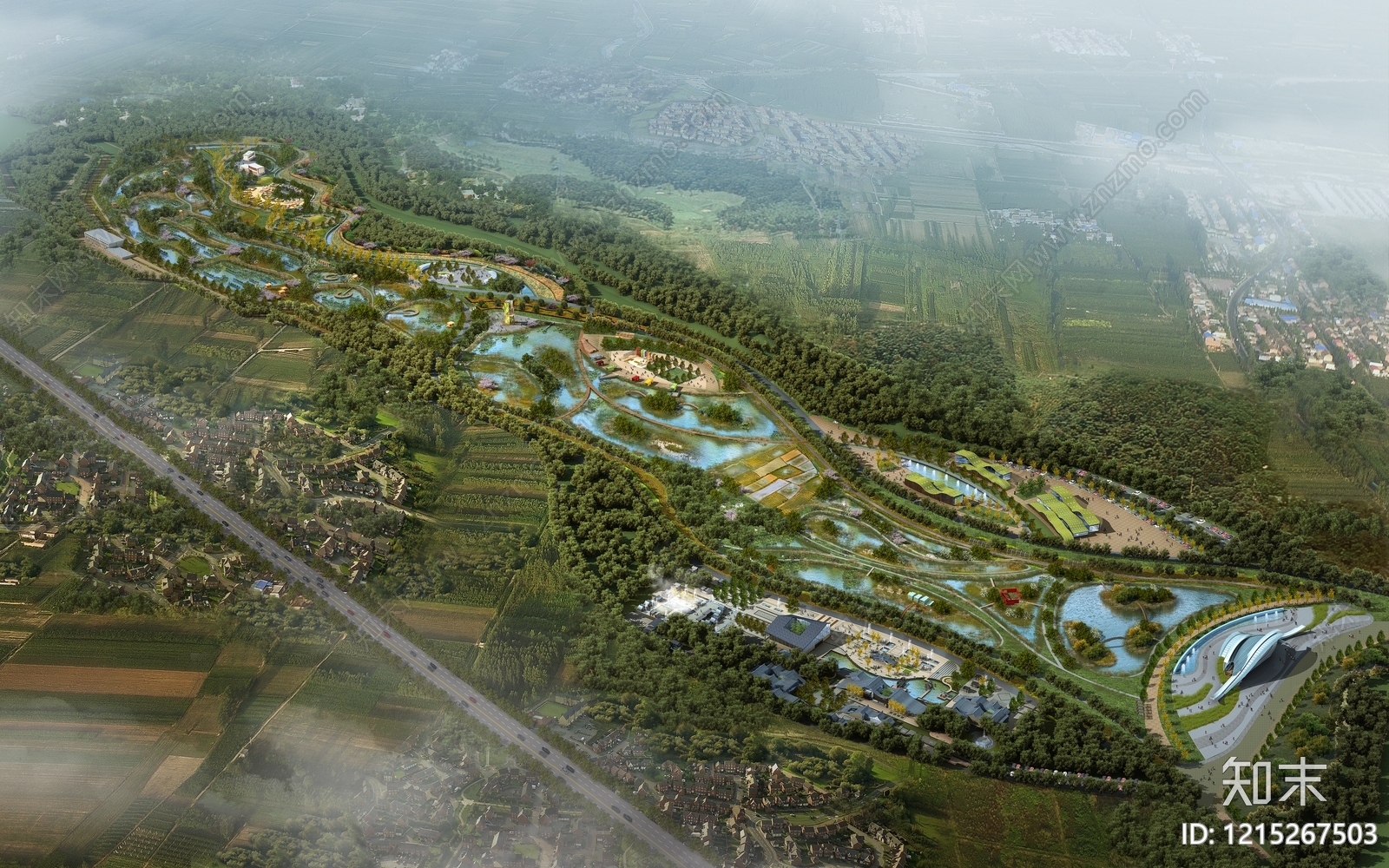 现代主义鸟瞰规划3D模型下载【ID:1215267503】