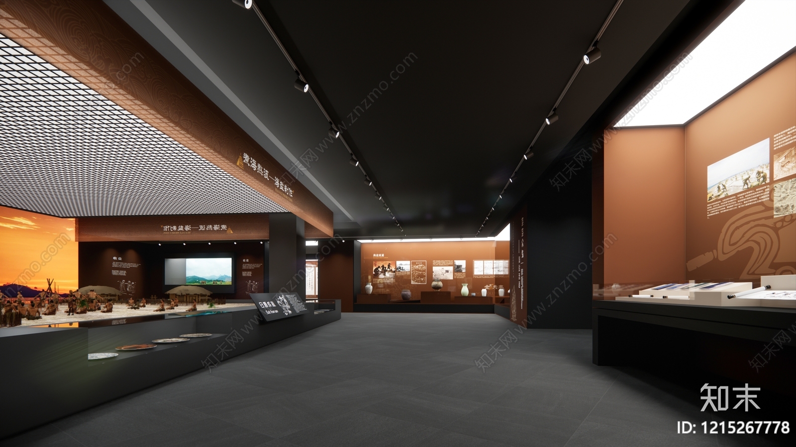 新中式博物馆展厅SU模型下载【ID:1215267778】