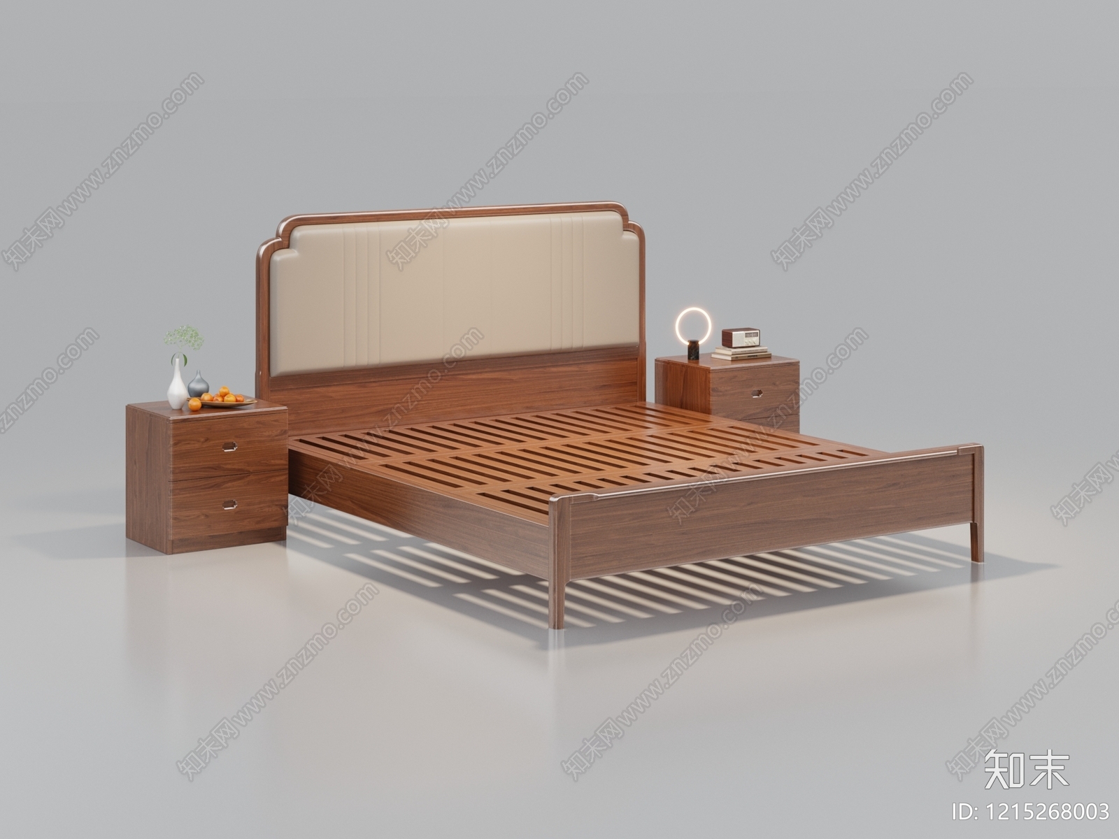 新中式双人床3D模型下载【ID:1215268003】