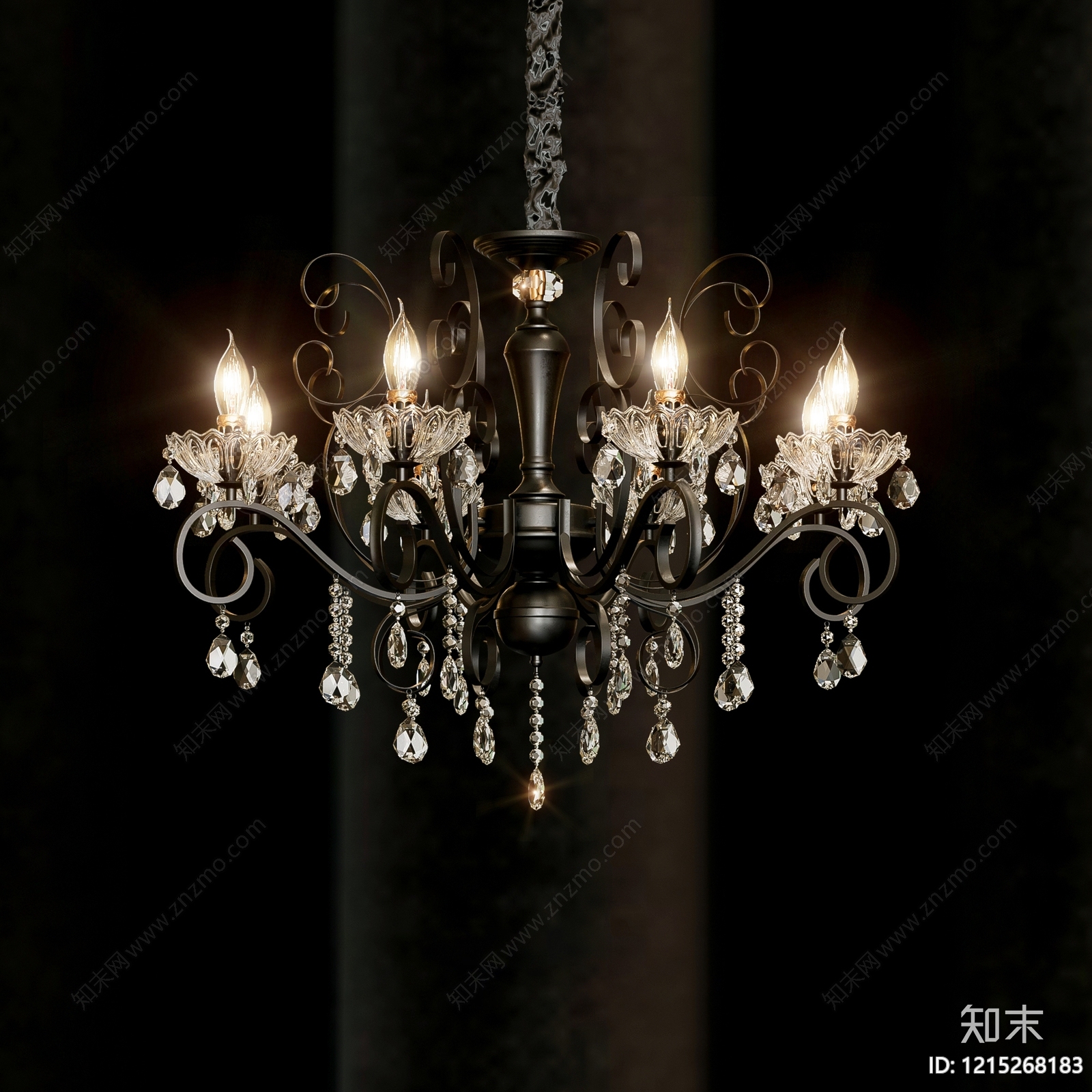 法式水晶吊灯3D模型下载【ID:1215268183】