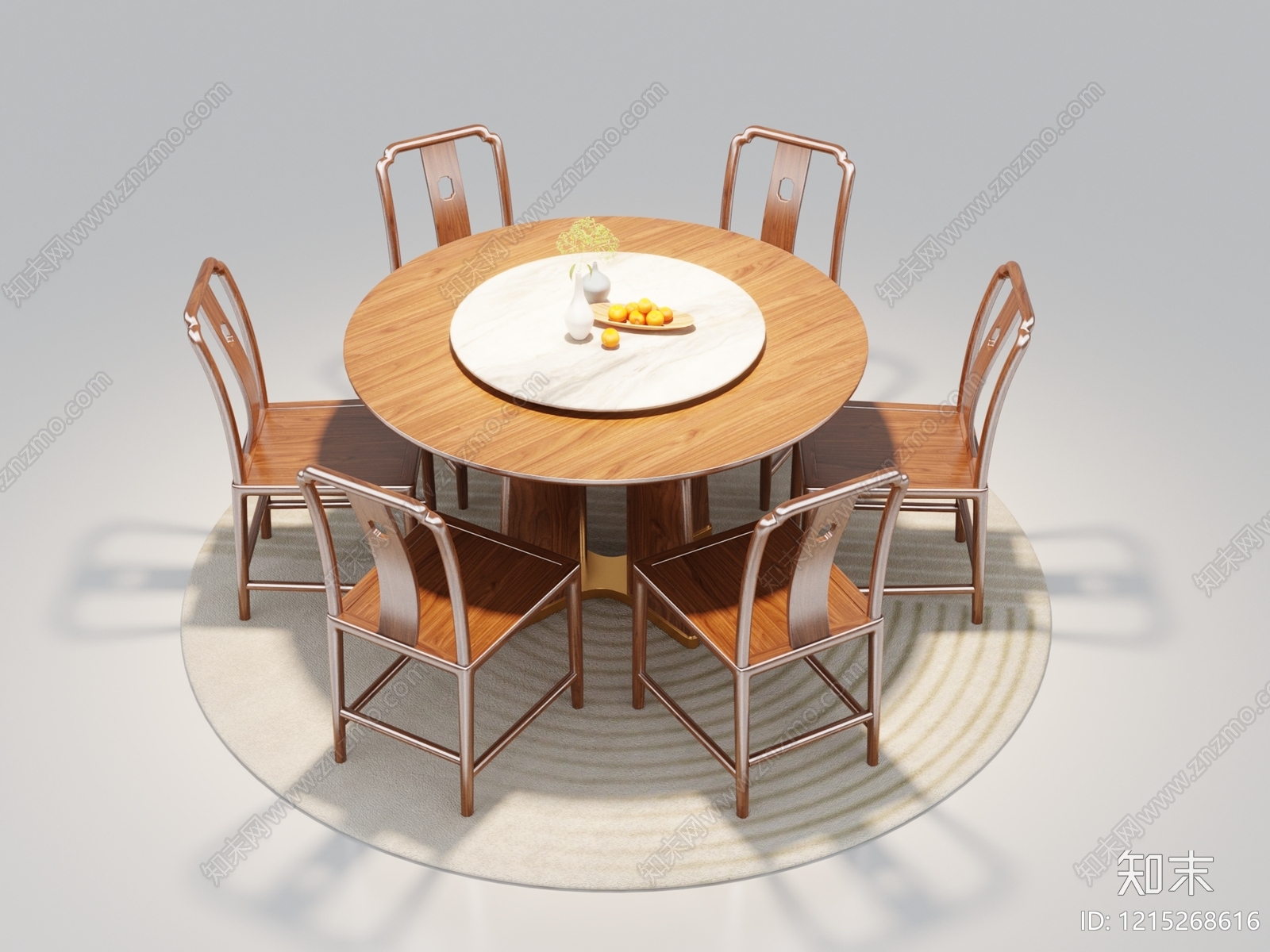 新中式餐桌椅3D模型下载【ID:1215268616】