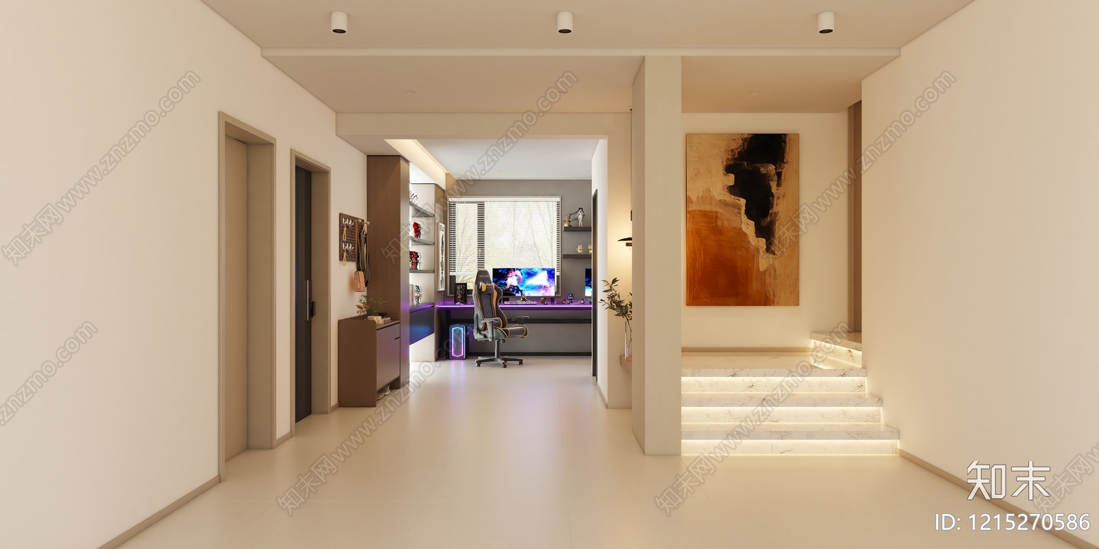 奶油风玄关3D模型下载【ID:1215270586】