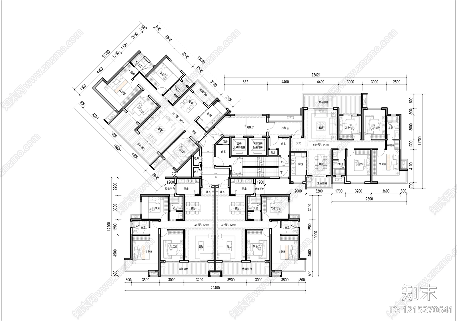 高层住宅cad施工图下载【ID:1215270641】