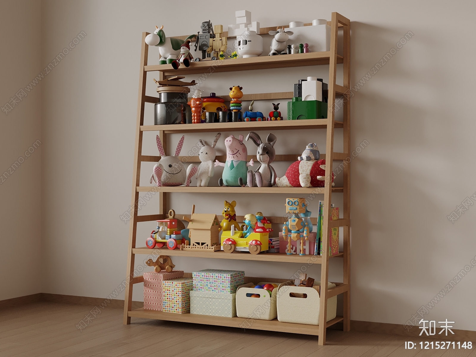 日式原木风置物架3D模型下载【ID:1215271148】