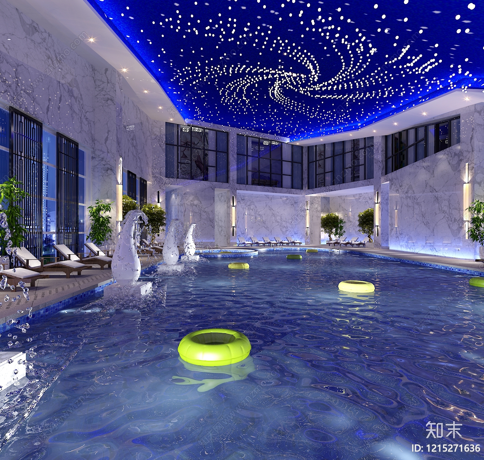 现代轻奢游泳馆3D模型下载【ID:1215271636】