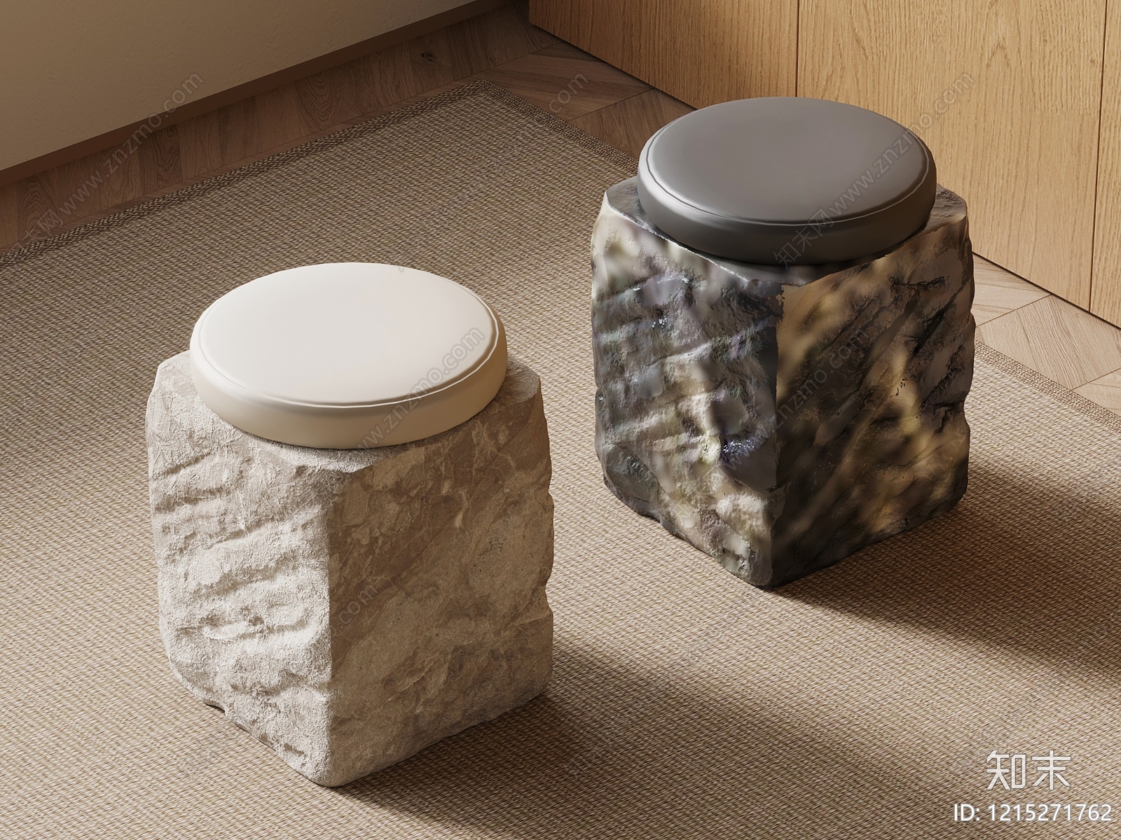 新中式沙发凳3D模型下载【ID:1215271762】