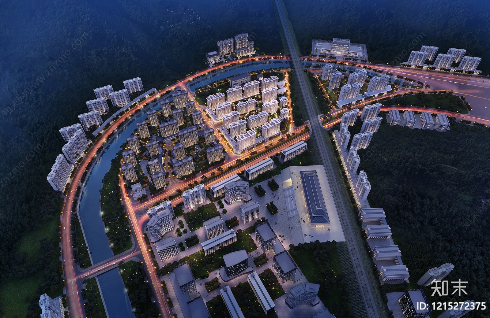 新中式小高层住宅楼3D模型下载【ID:1215272375】