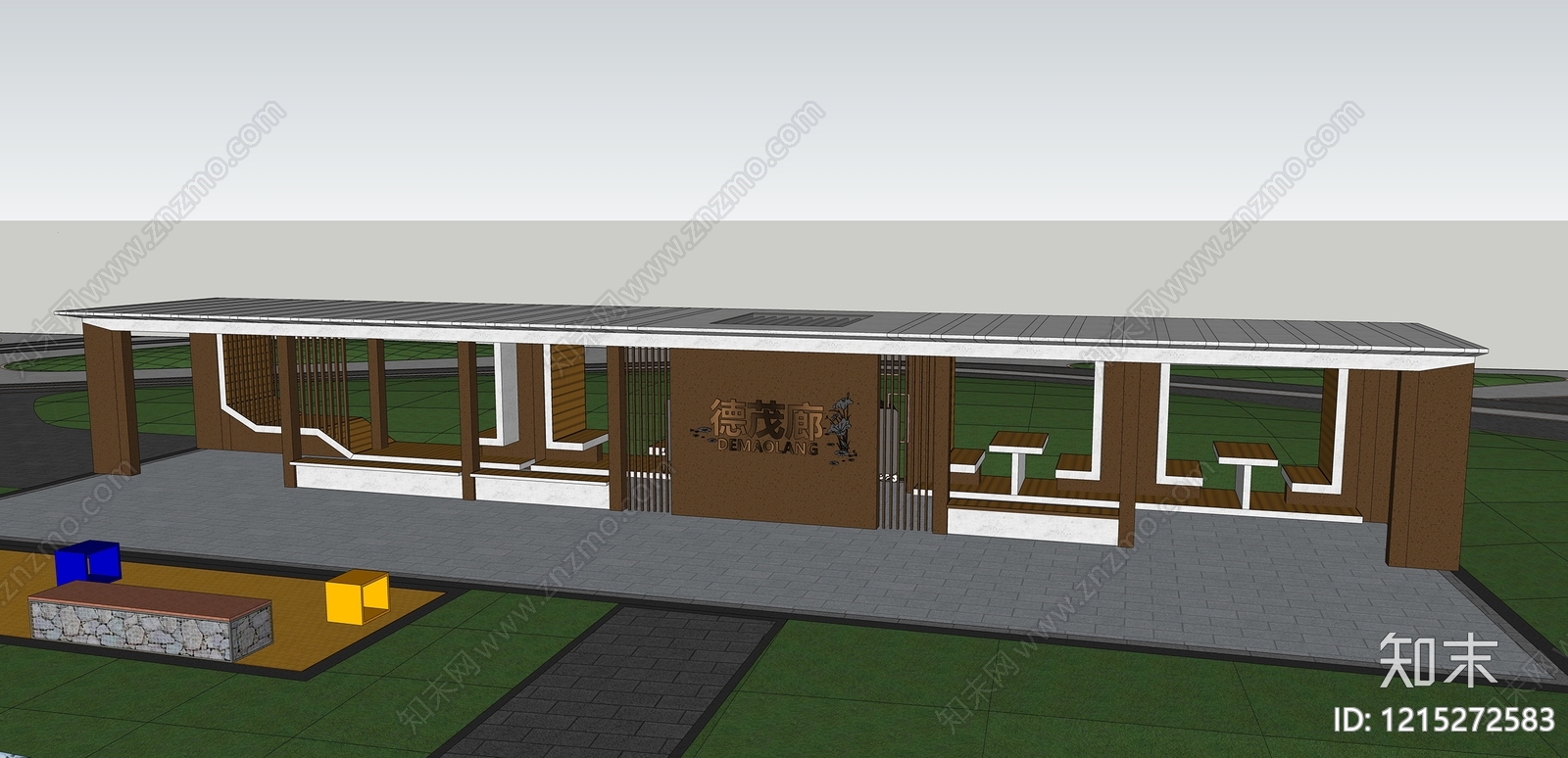 新中式连廊SU模型下载【ID:1215272583】