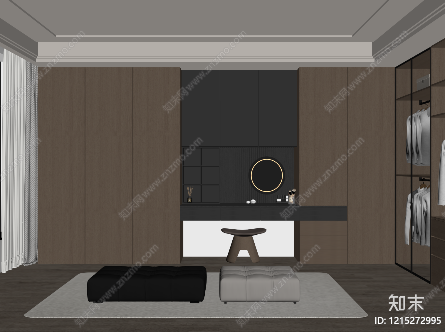 极简衣帽间SU模型下载【ID:1215272995】