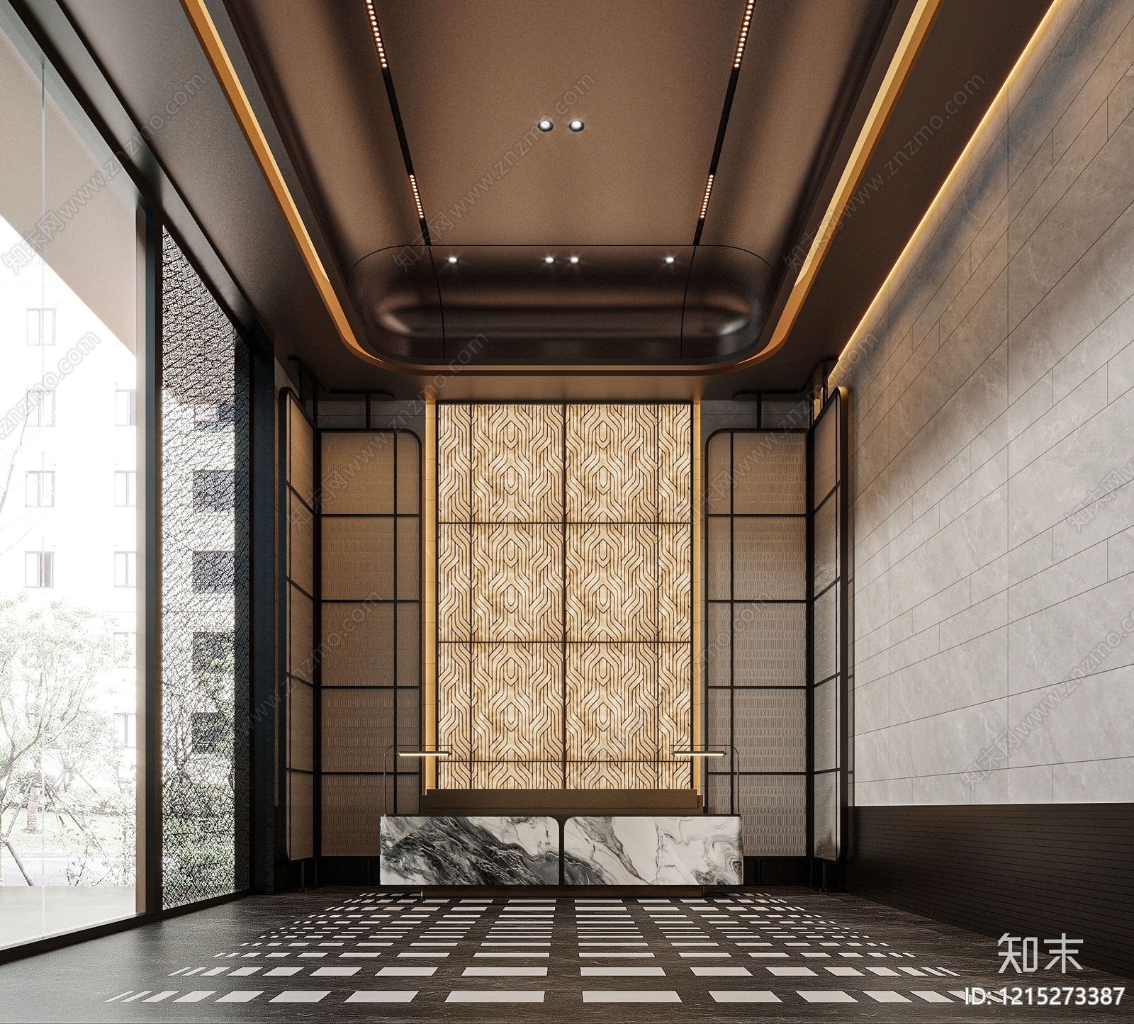 酒店大堂3D模型精品下载_3dmax模型_知末网