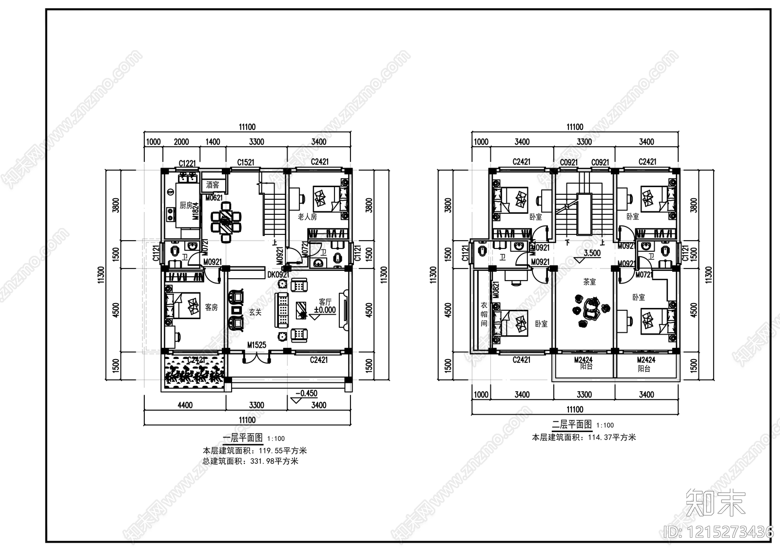 现代别墅建筑cad施工图下载【ID:1215273436】