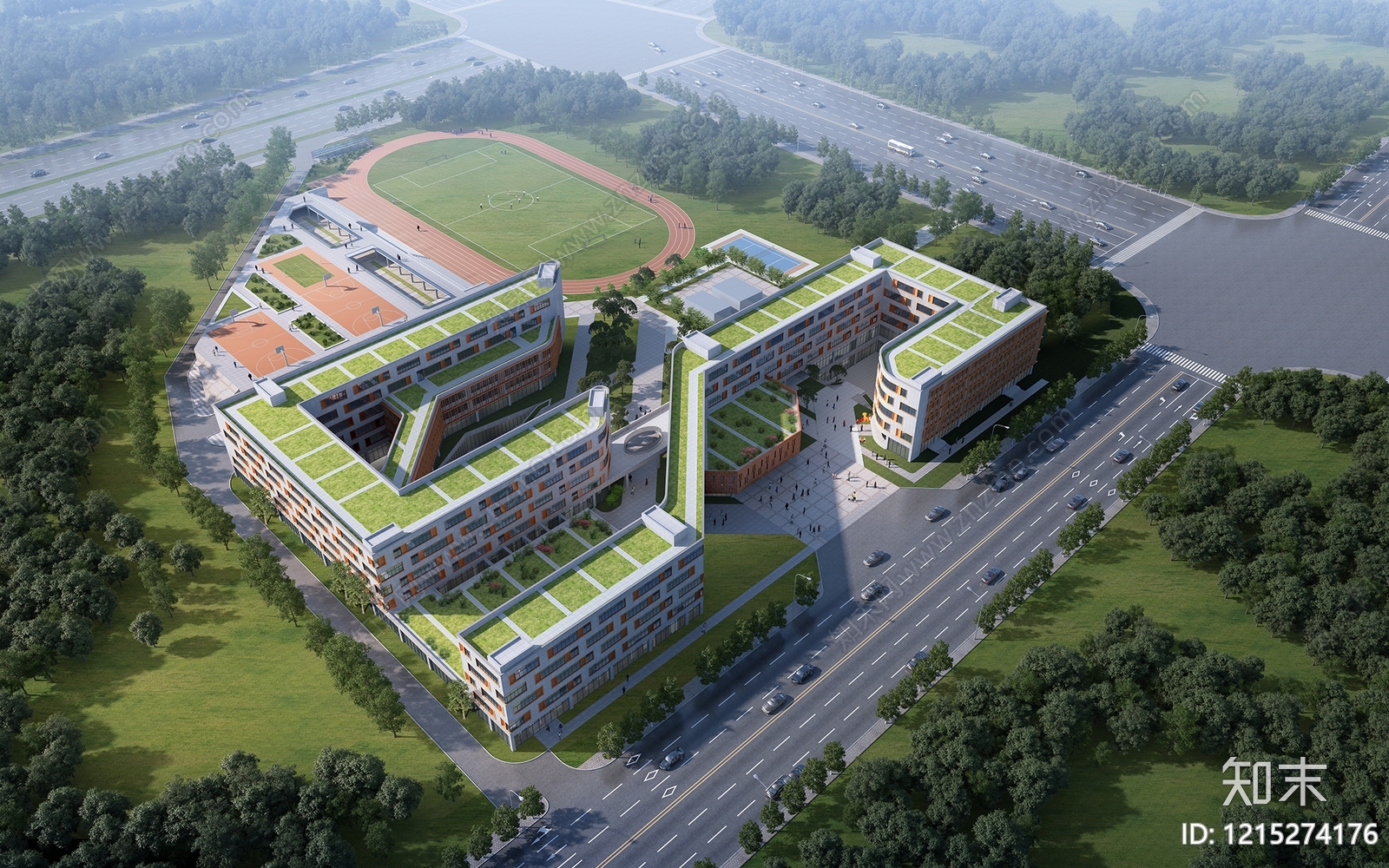 现代主义学校外观3D模型下载【ID:1215274176】