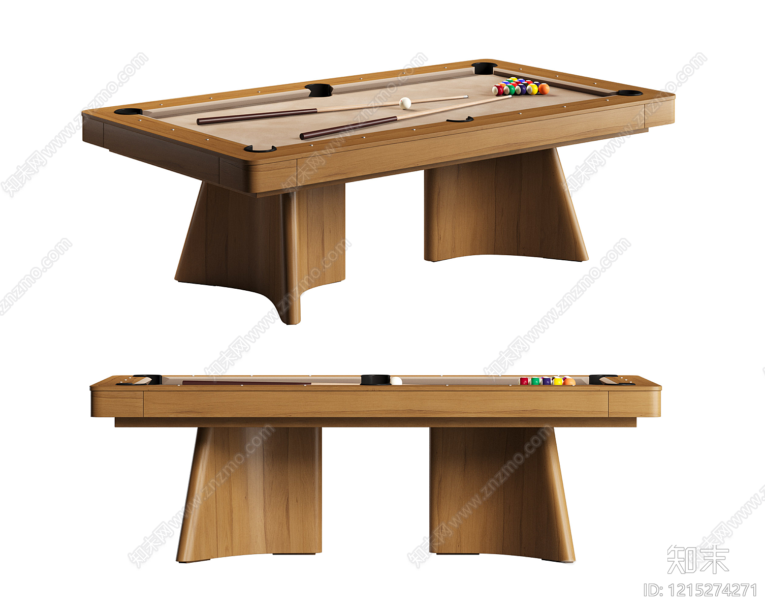 原木风台球桌3D模型下载【ID:1215274271】