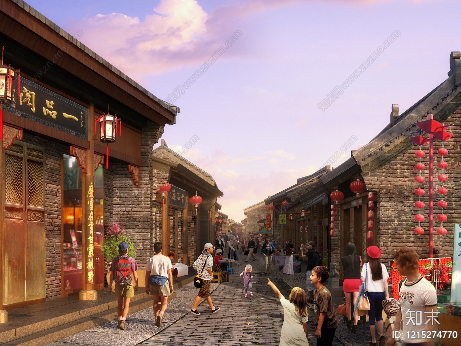 新中式商业街3D模型下载【ID:1215274770】