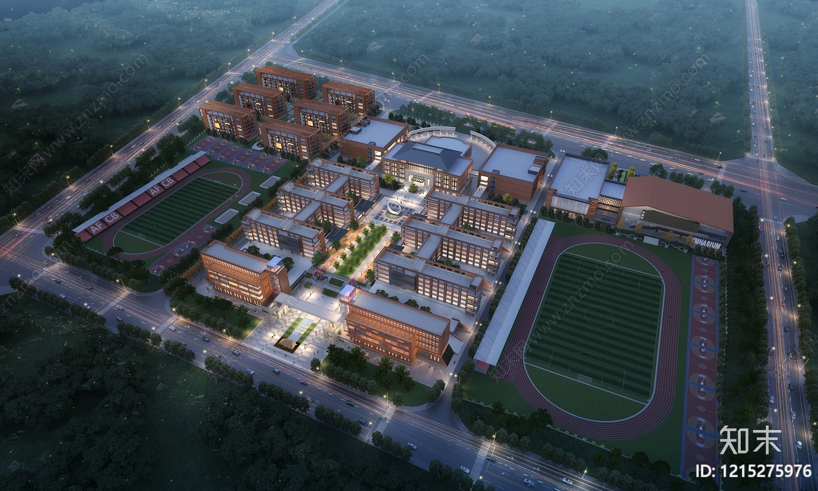 新中式学校外观3D模型下载【ID:1215275976】