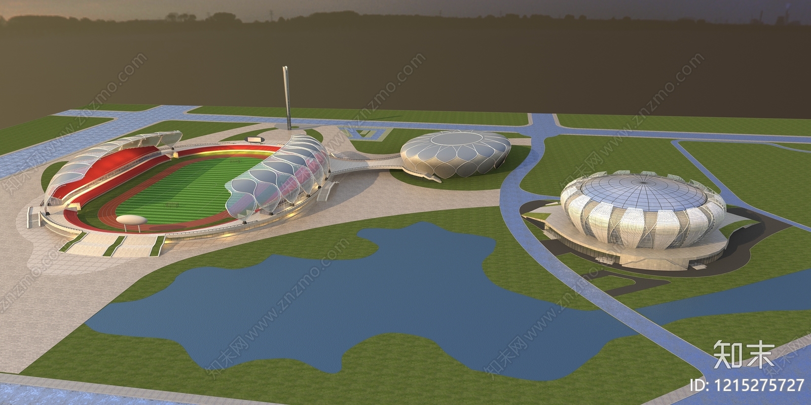 现代主义体育馆外观3D模型下载【ID:1215275727】