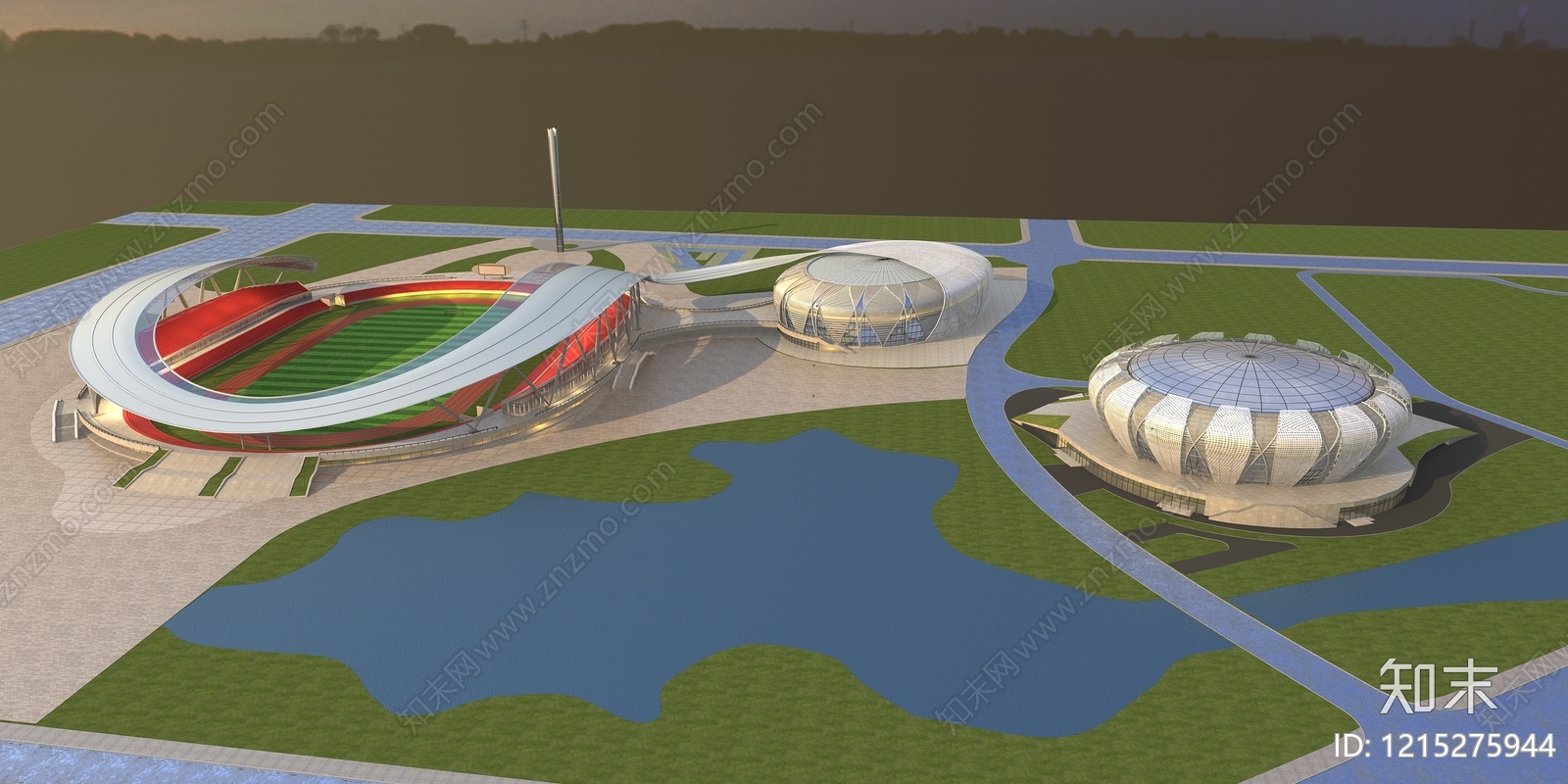 现代主义体育馆外观3D模型下载【ID:1215275944】