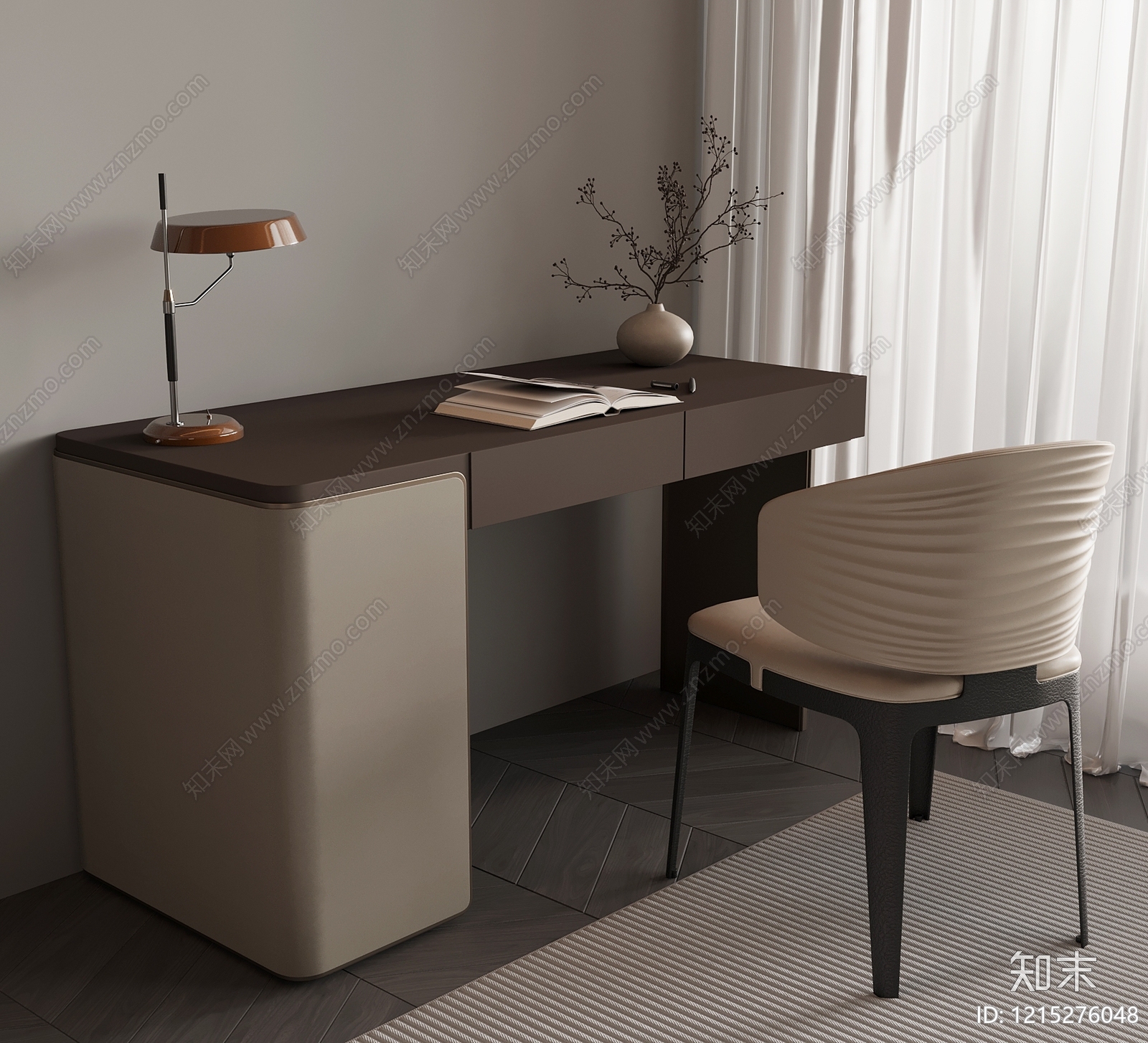 现代简约书桌椅3D模型下载【ID:1215276048】