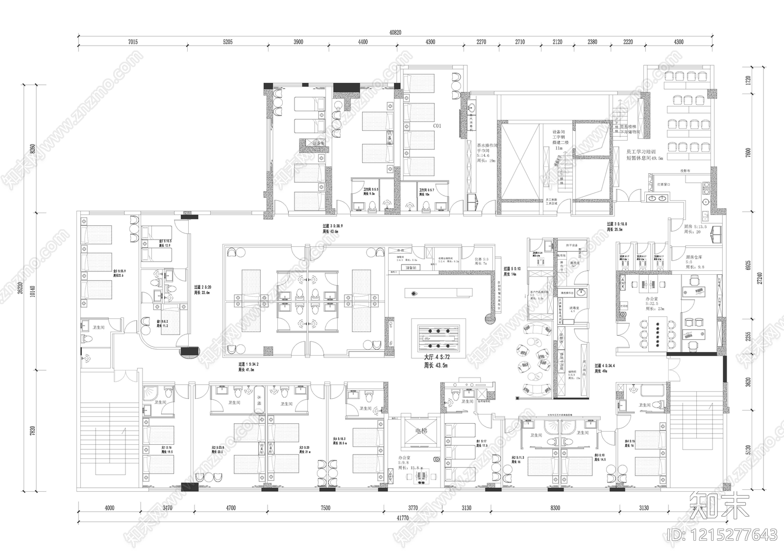新中式现代中医馆施工图下载【ID:1215277643】