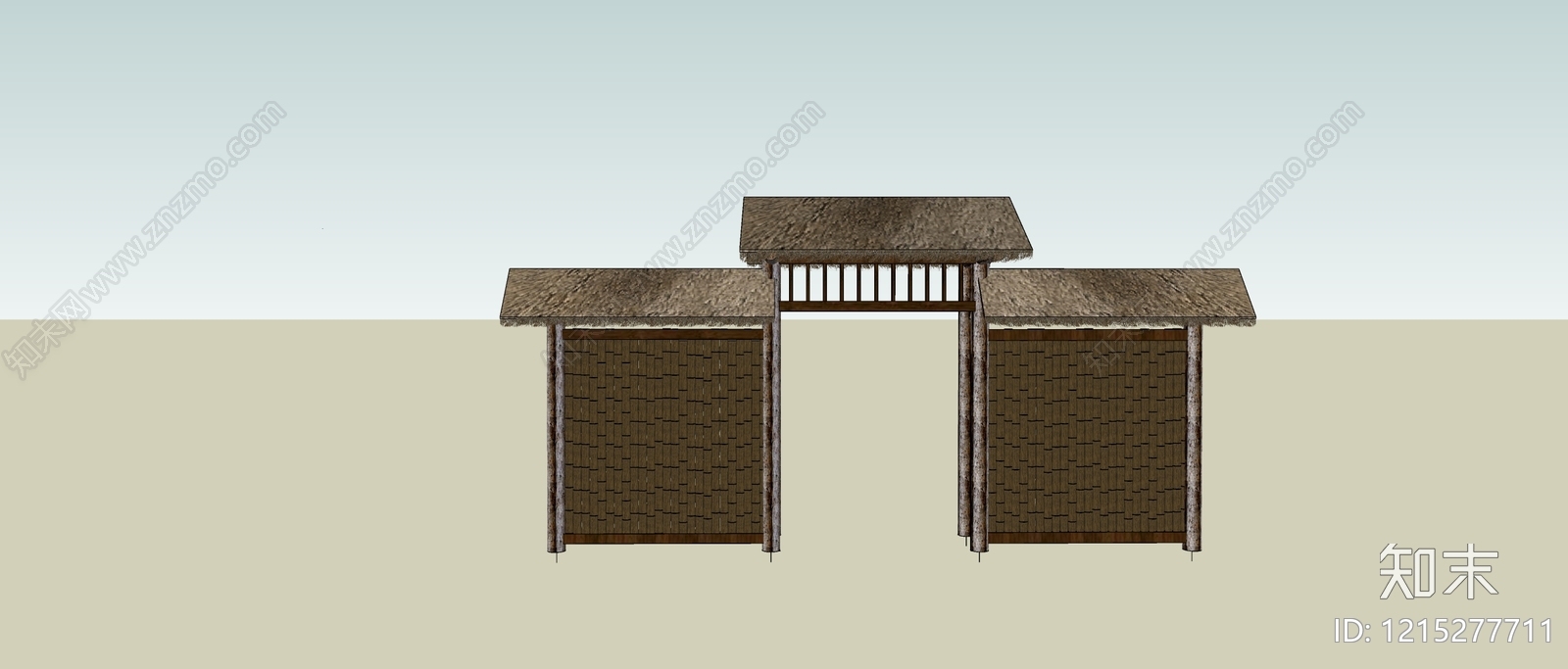 乡村自然风入口大门SU模型下载【ID:1215277711】