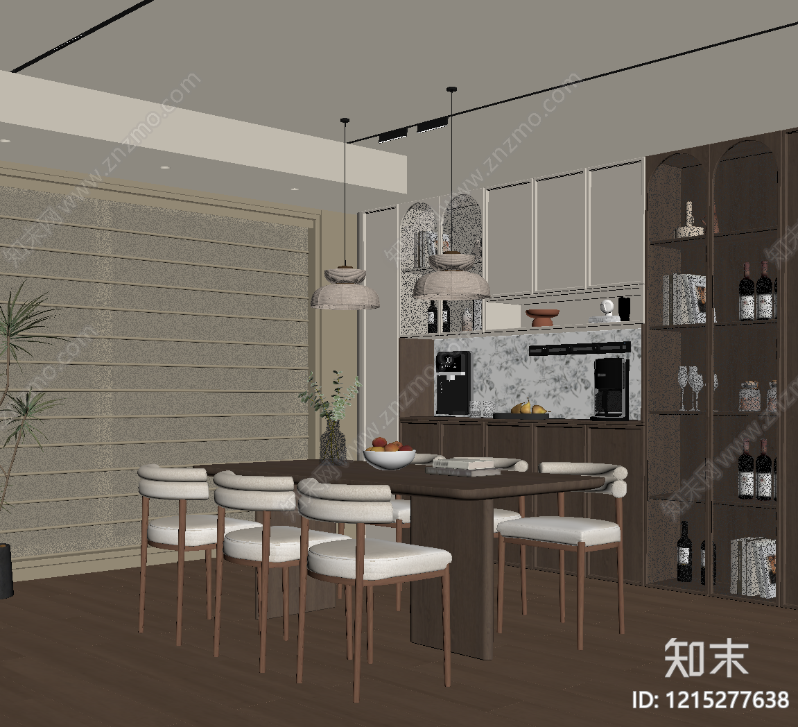 现代家居餐厅SU模型下载【ID:1215277638】