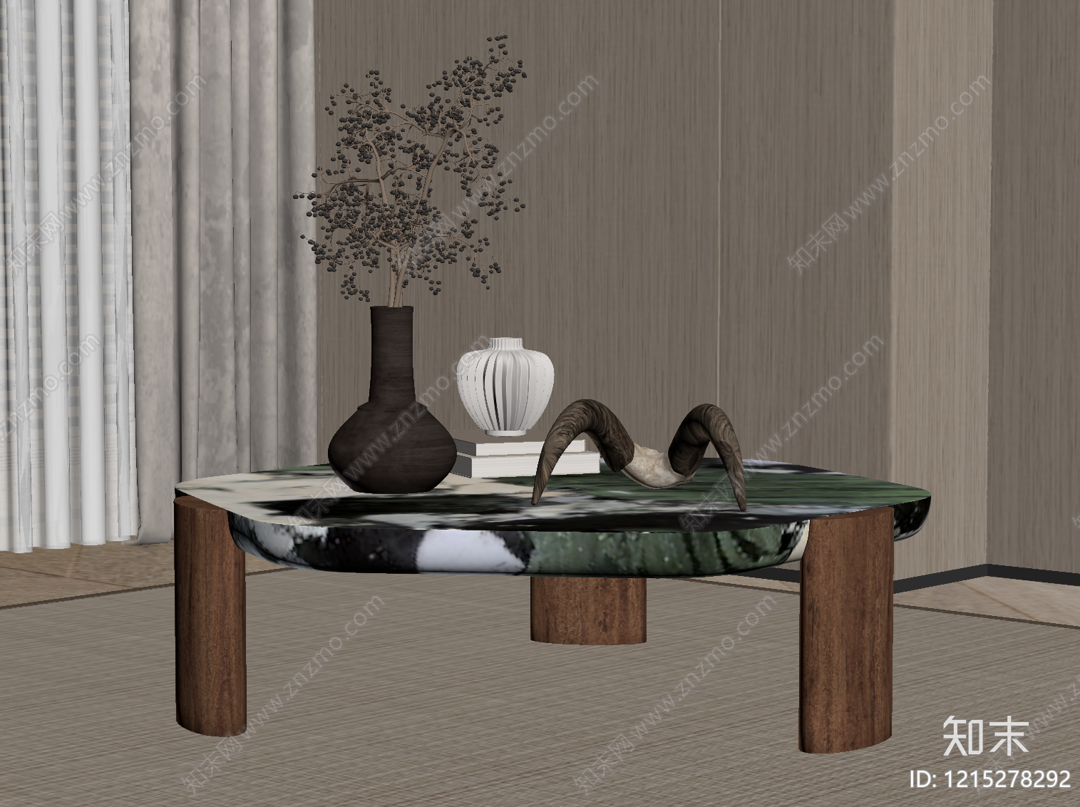 侘寂茶几SU模型下载【ID:1215278292】