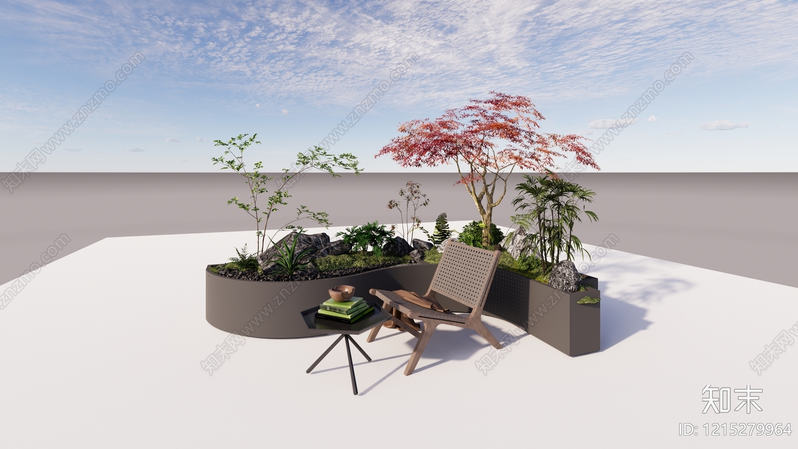 日式禅意花境SU模型下载【ID:1215279964】