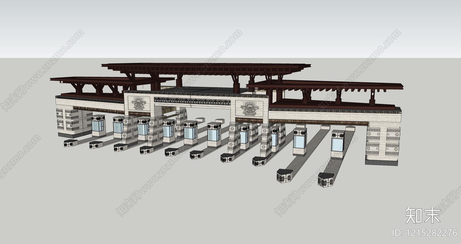 新中式收费站SU模型下载【ID:1215282276】