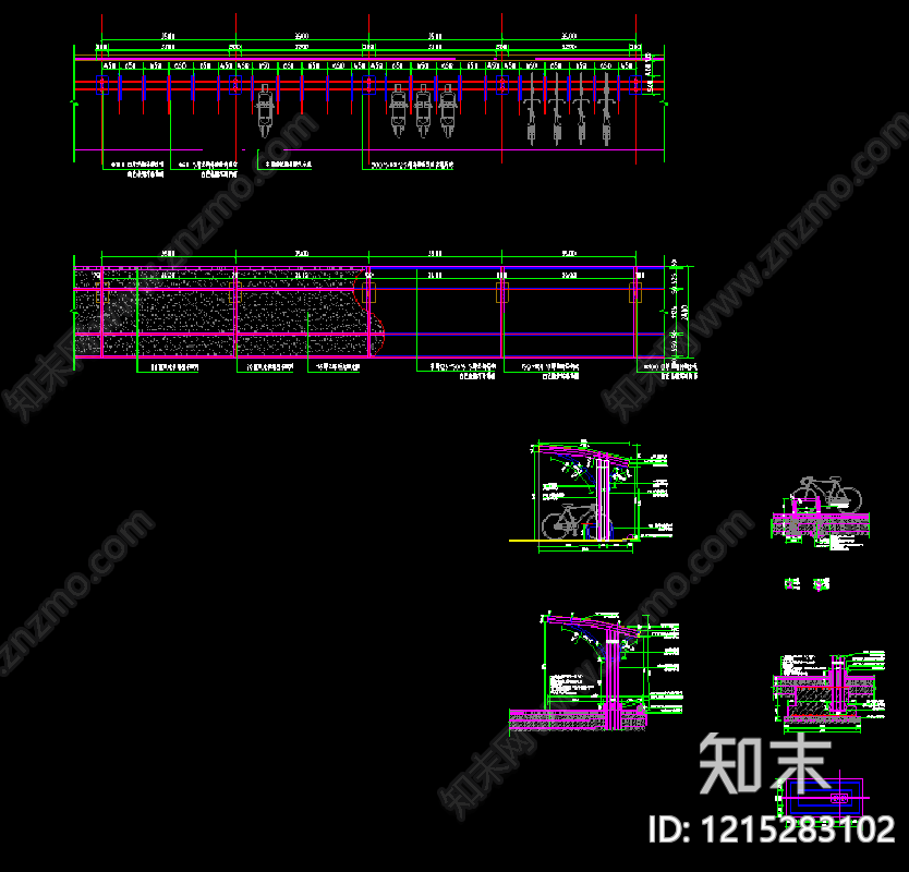 现代自行车棚施工图下载【ID:1215283102】