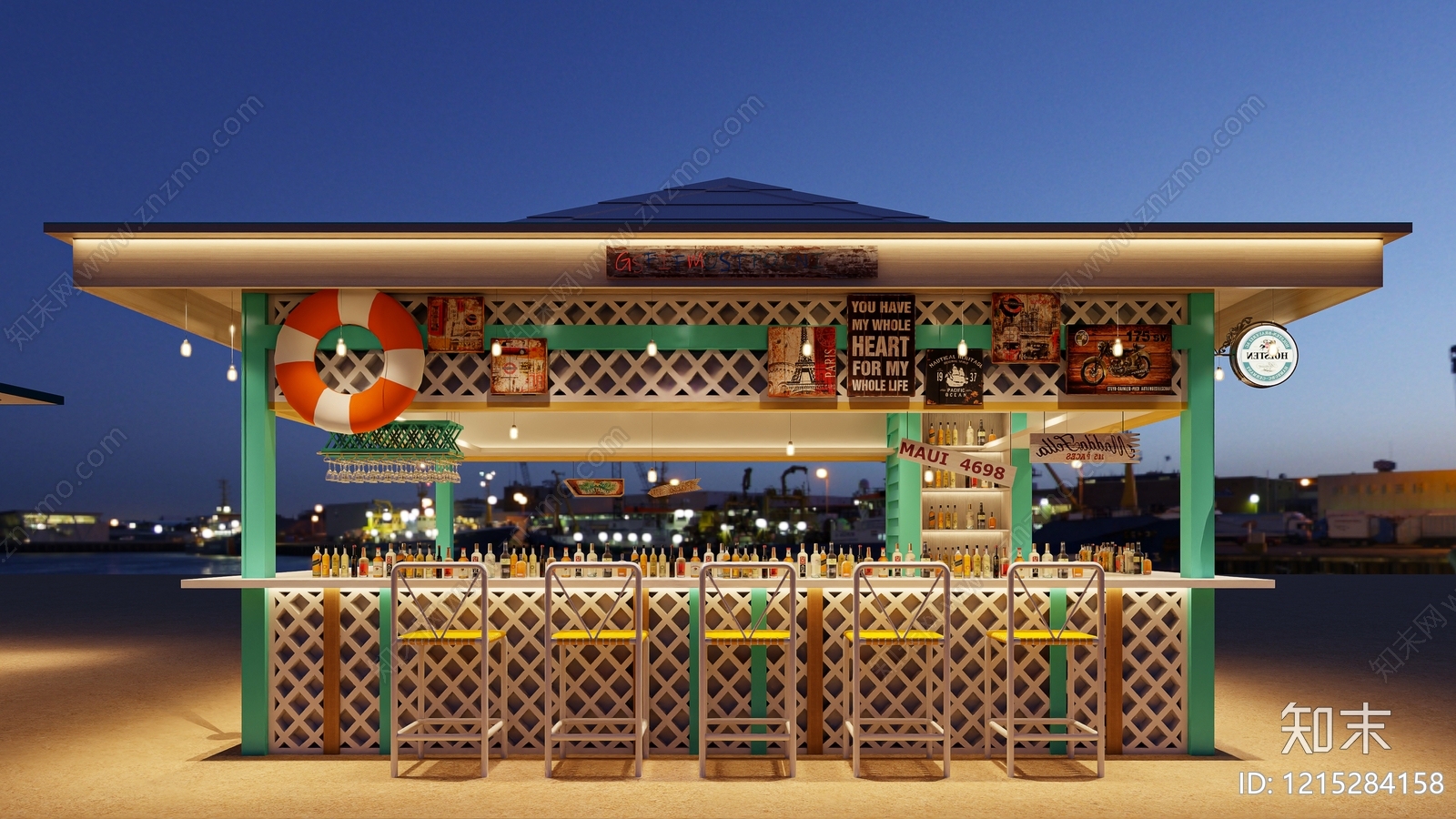 美式复古咖啡厅3D模型下载【ID:1215284158】