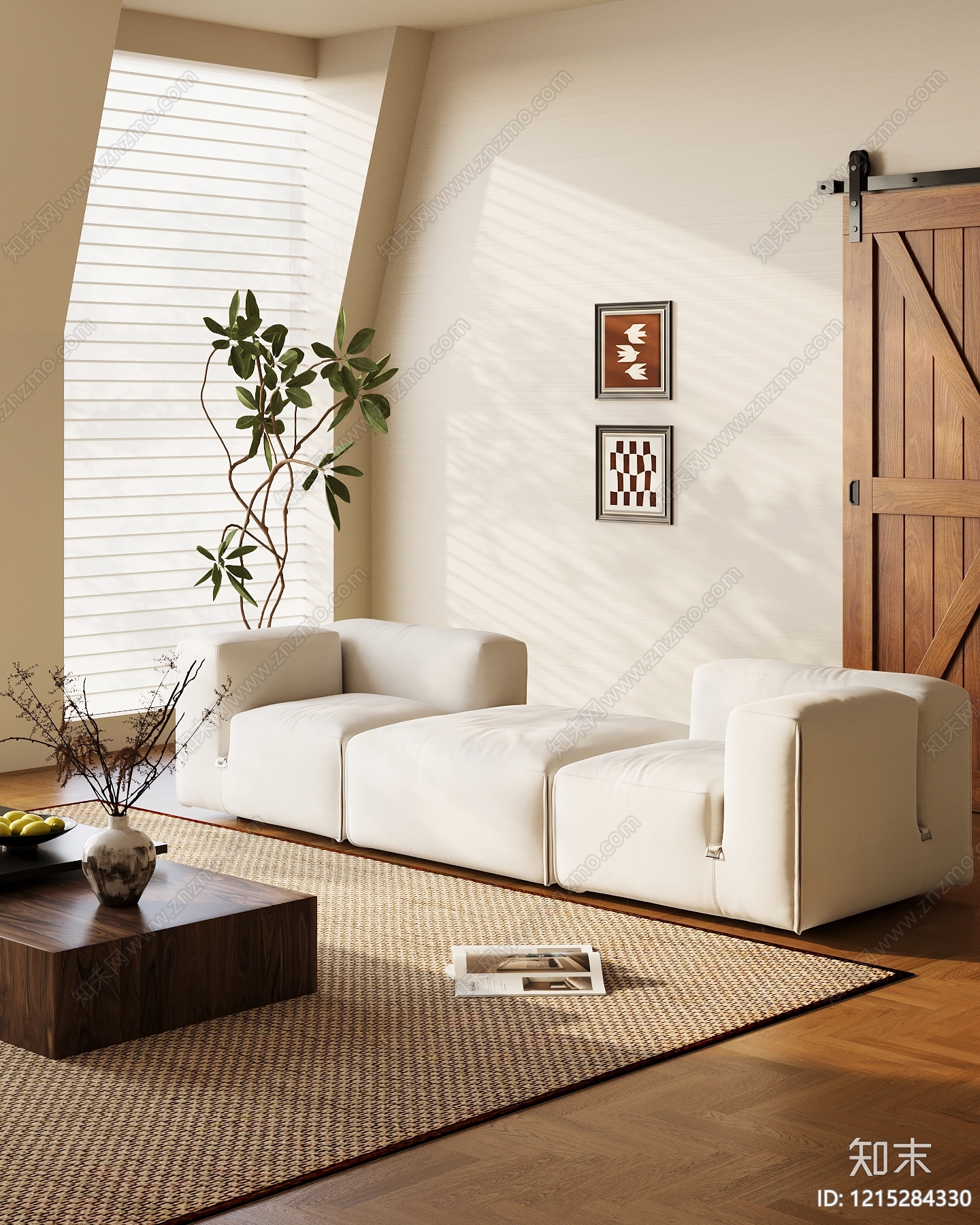 奶油风多人沙发3D模型下载【ID:1215284330】