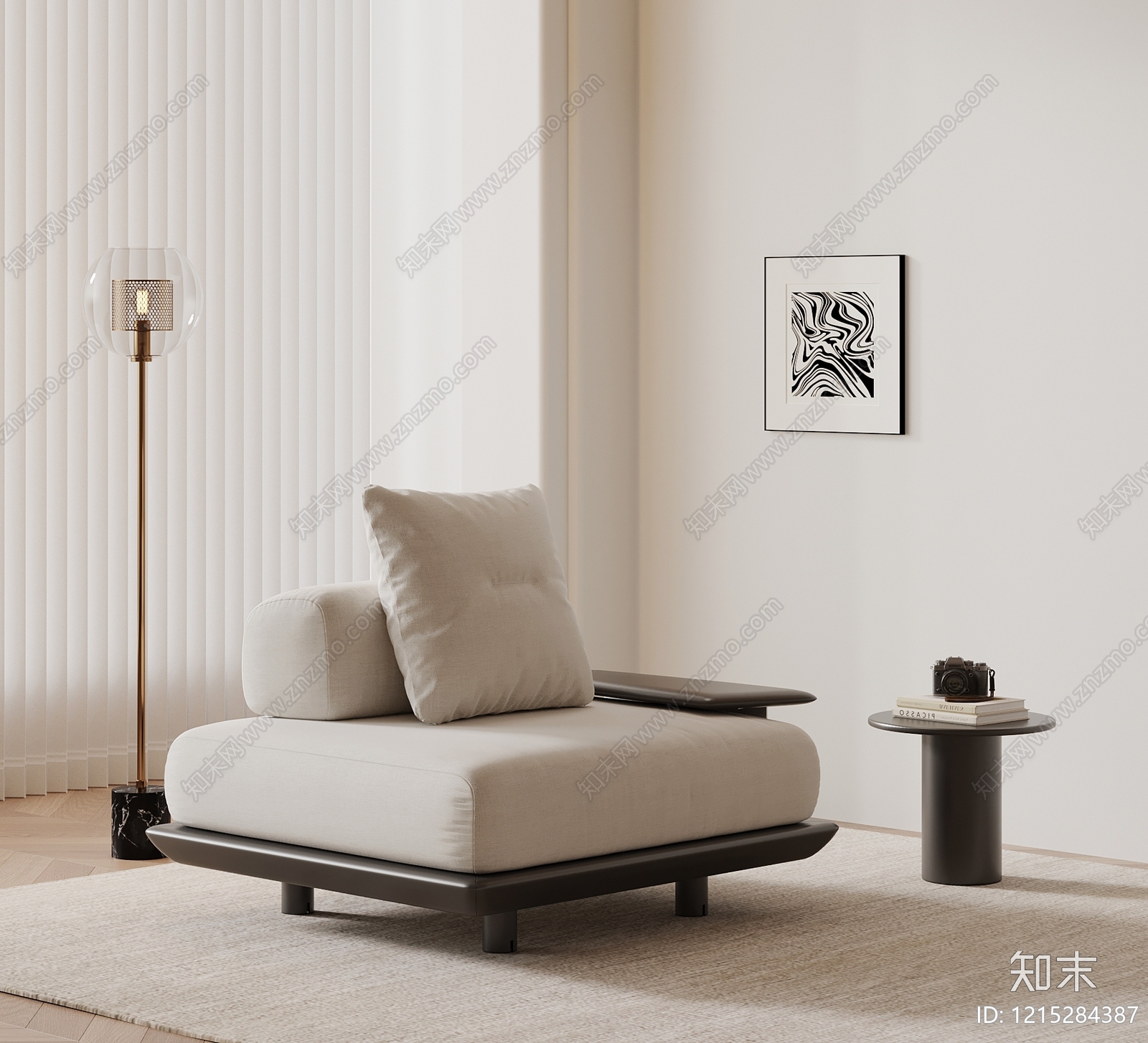 现代单人沙发SU模型下载【ID:1215284387】