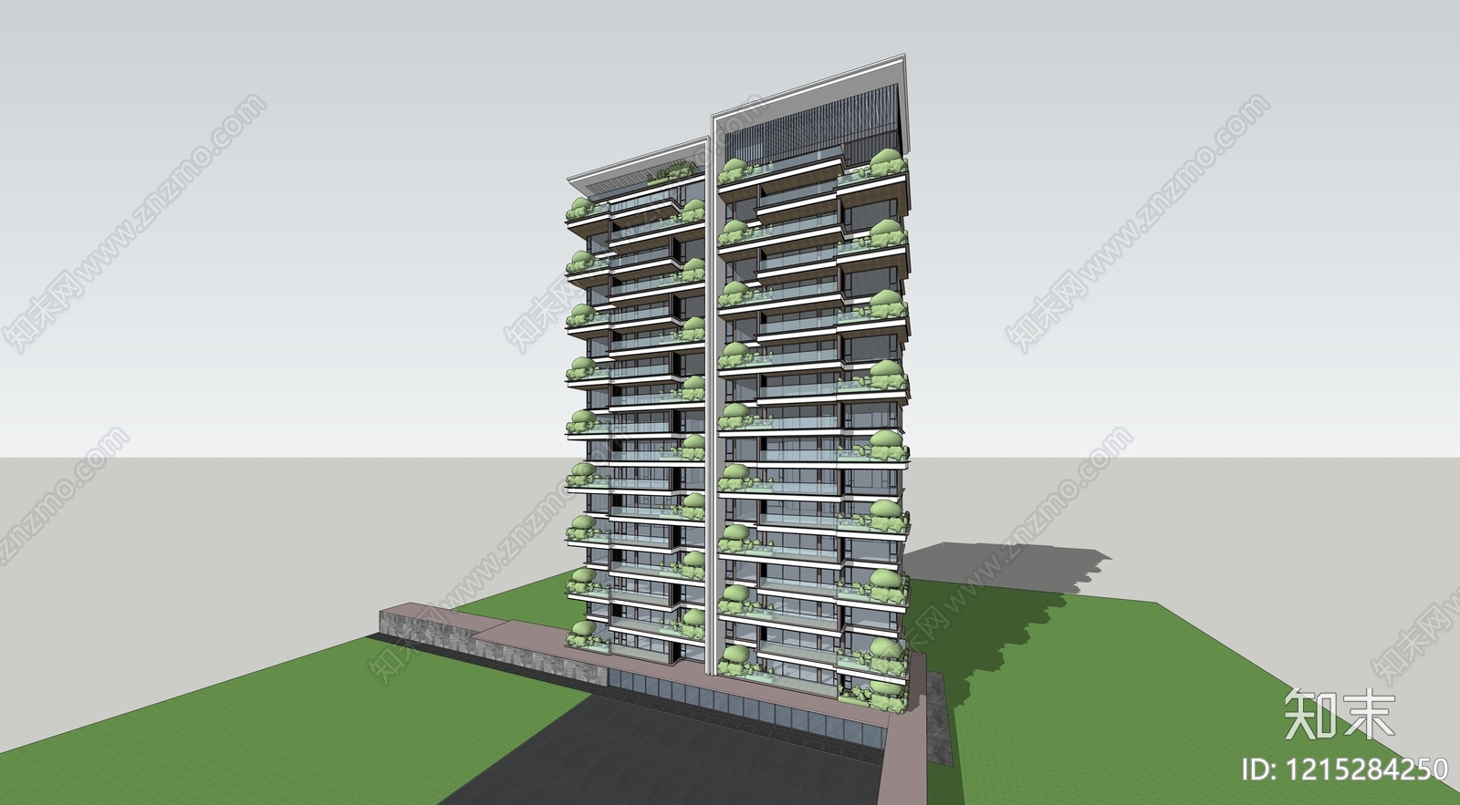 现代小高层住宅楼SU模型下载【ID:1215284250】