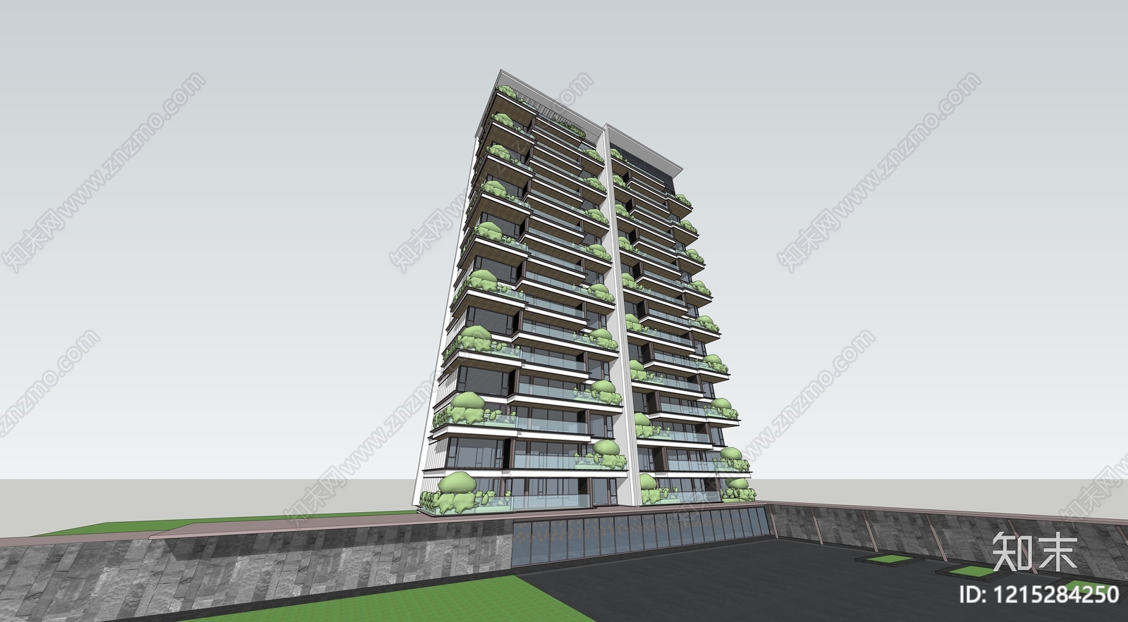 现代小高层住宅楼SU模型下载【ID:1215284250】
