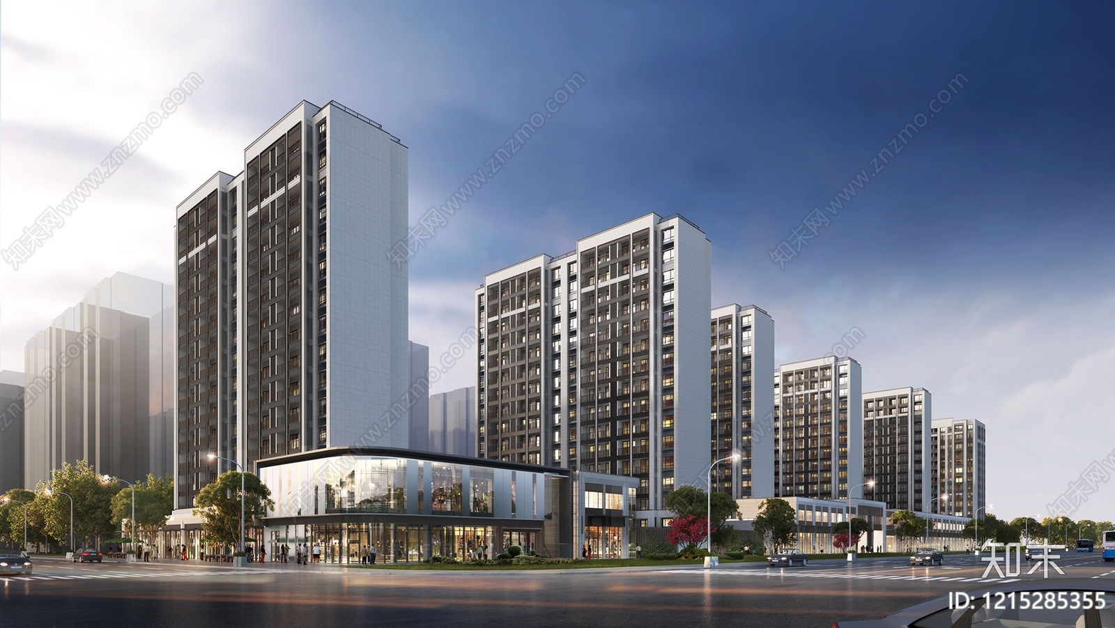 现代主义小高层住宅楼3D模型下载【ID:1215285355】