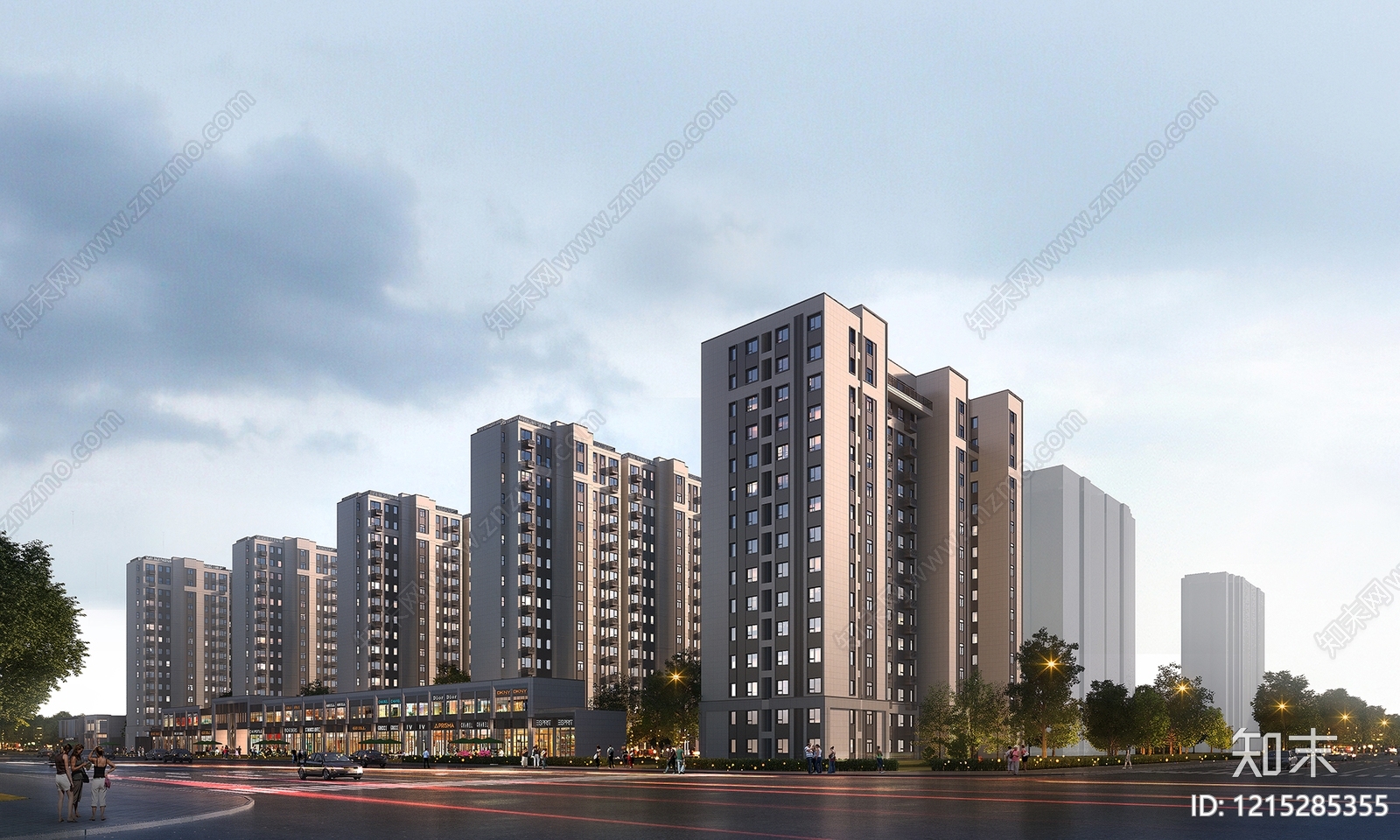 现代主义小高层住宅楼3D模型下载【ID:1215285355】