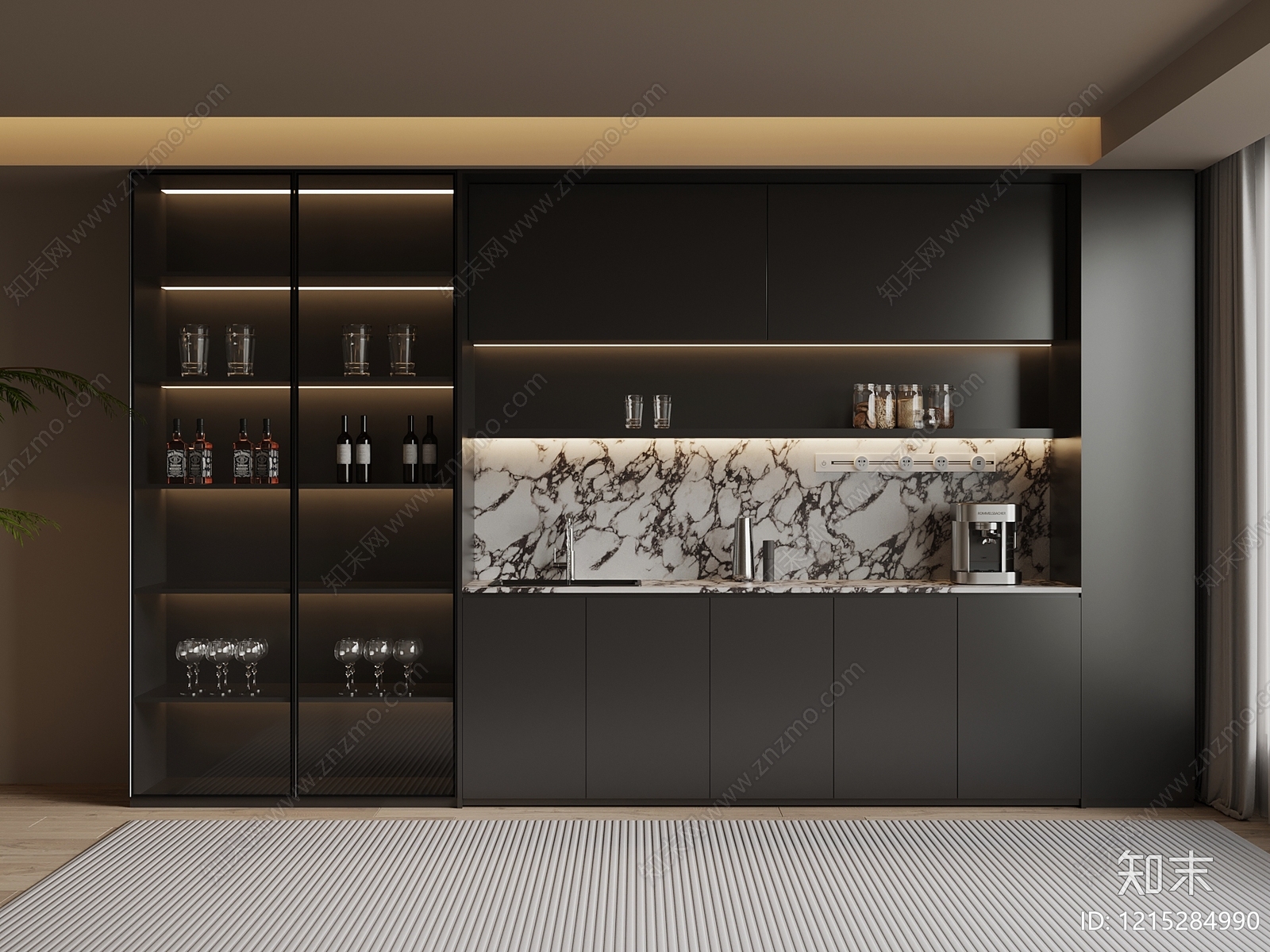 极简酒柜3D模型下载【ID:1215284990】